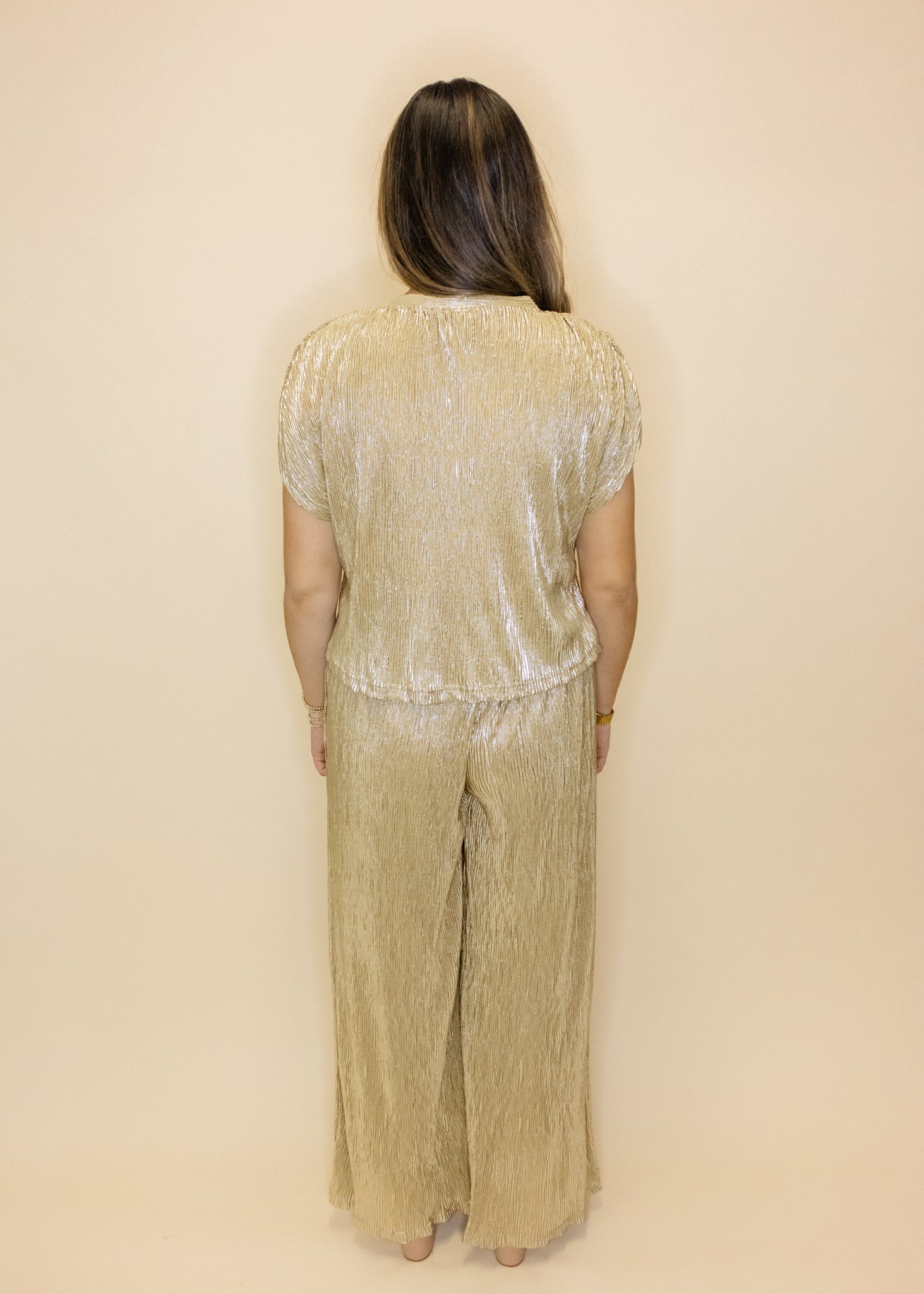 Gold Lurex Short Sleeve Top