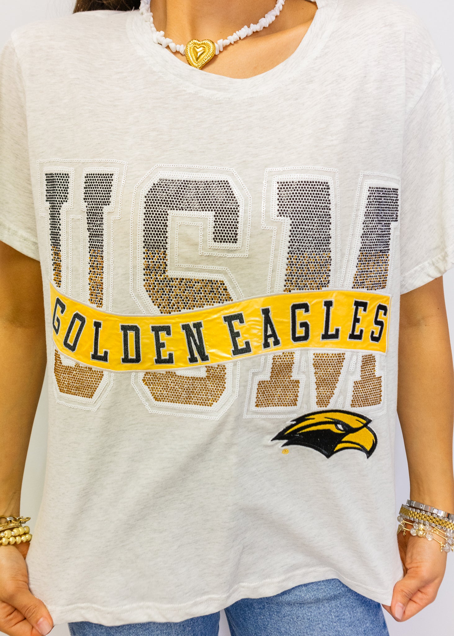 Licensed Southern Miss Rhinestone Metallic Banner Tee