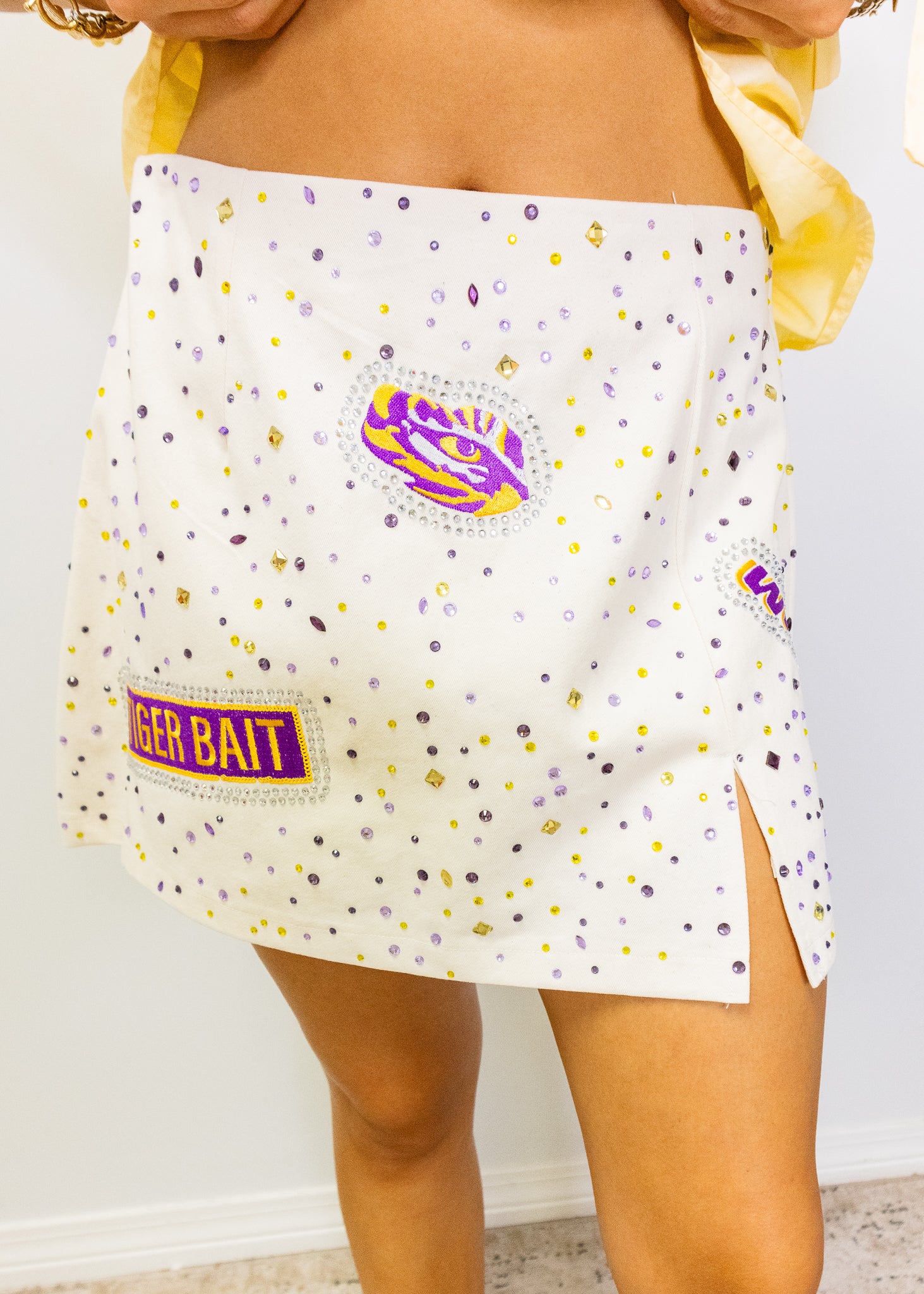 Licensed LSU Multi Rhinestone Scattered Logo Skirt