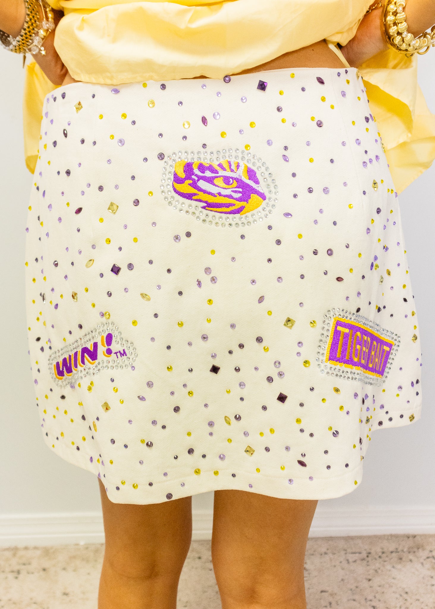 Licensed LSU Multi Rhinestone Scattered Logo Skirt