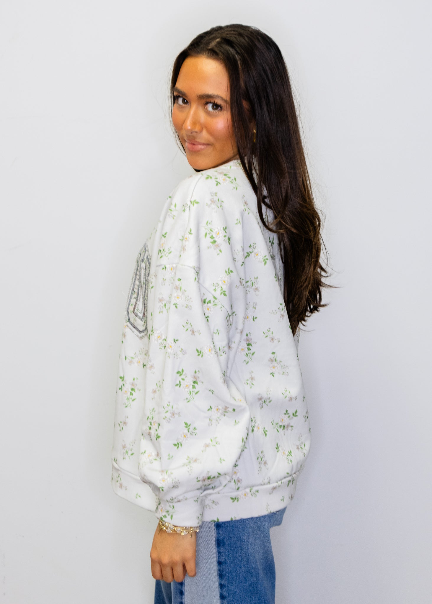 Licensed Miss State Floral Initial Sweatshirt