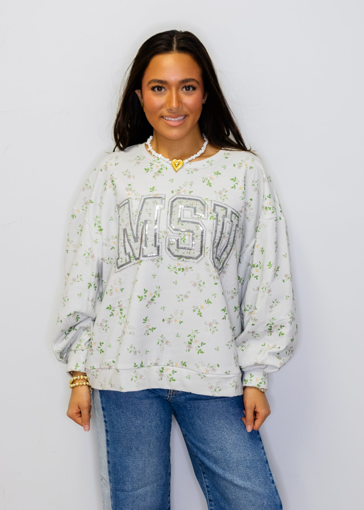 Licensed Miss State Floral Initial Sweatshirt