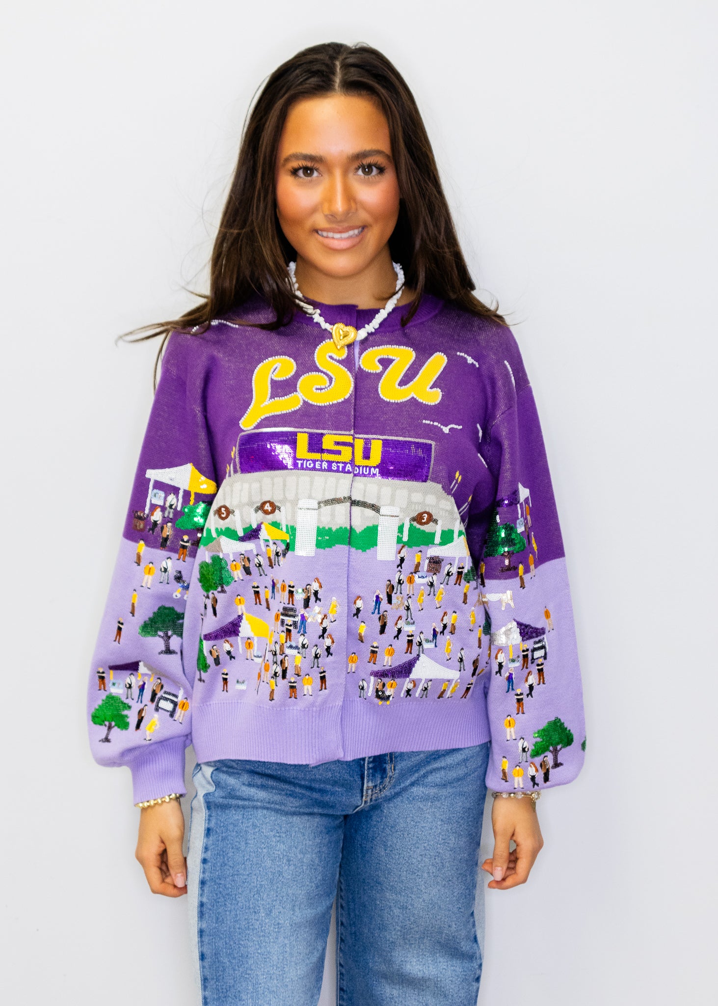 Licensed LSU Stadium Tailgate Party Button Up Cardigan