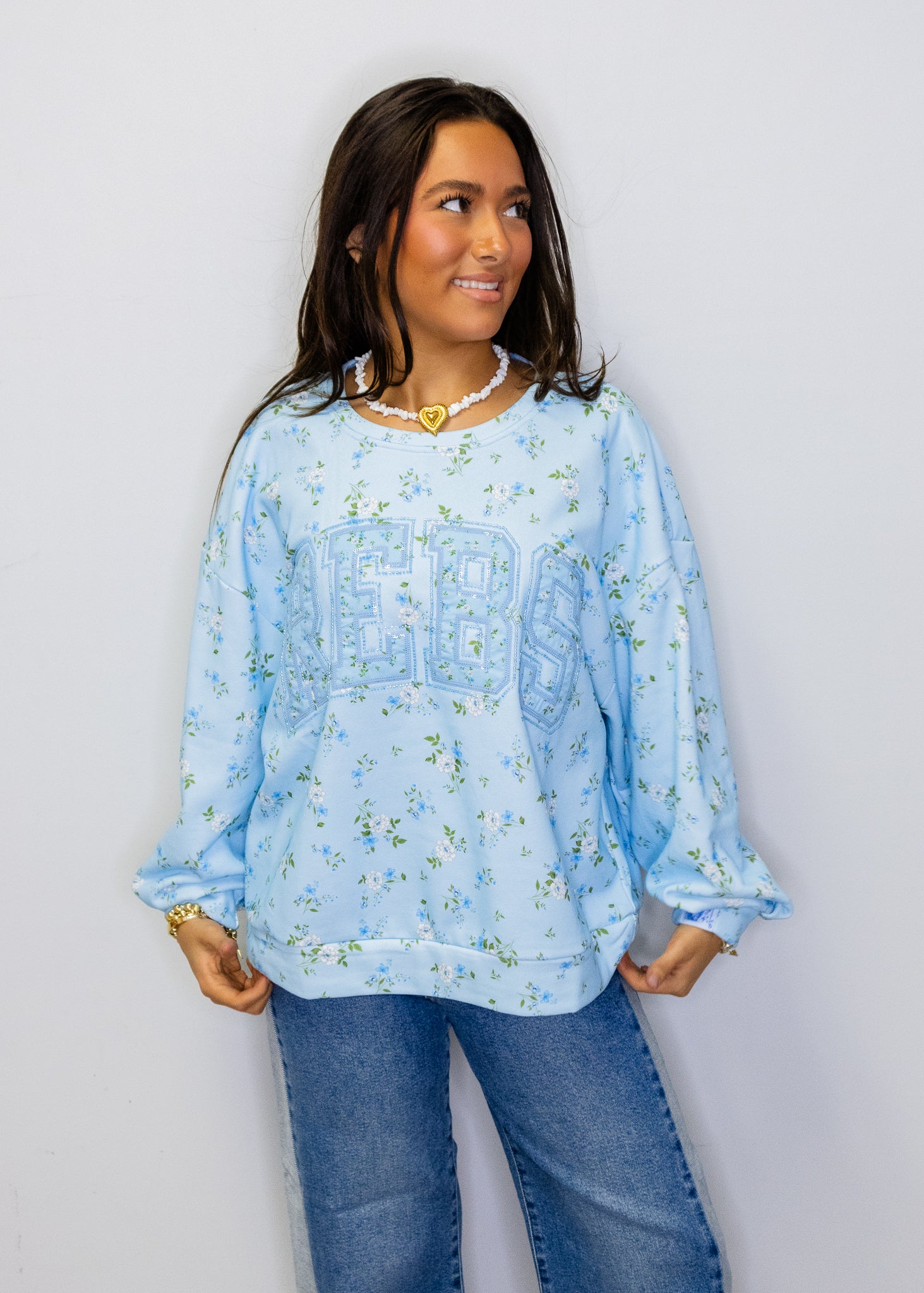 Licensed Ole Miss Floral Initial Sweatshirt