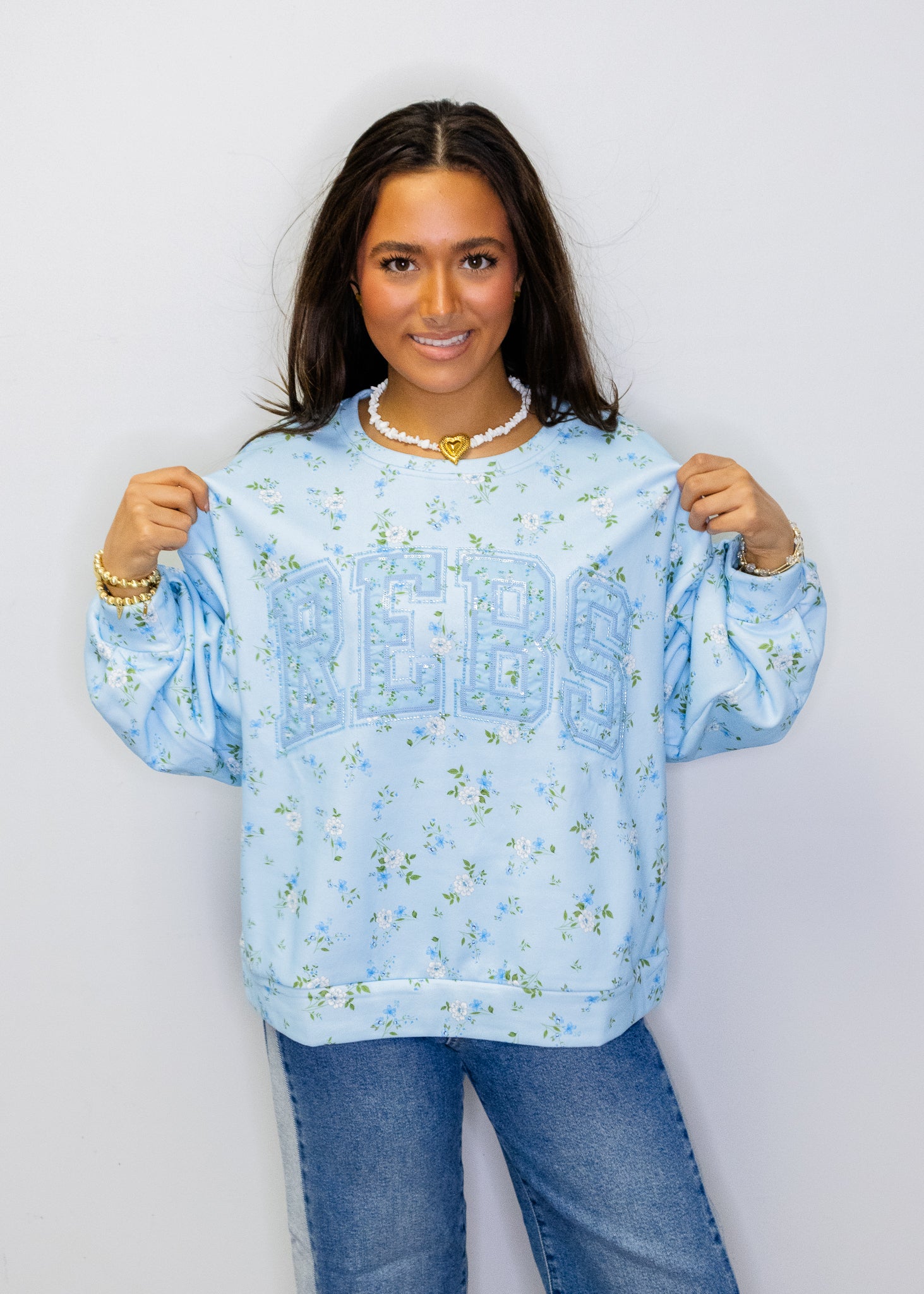 Licensed Ole Miss Floral Initial Sweatshirt