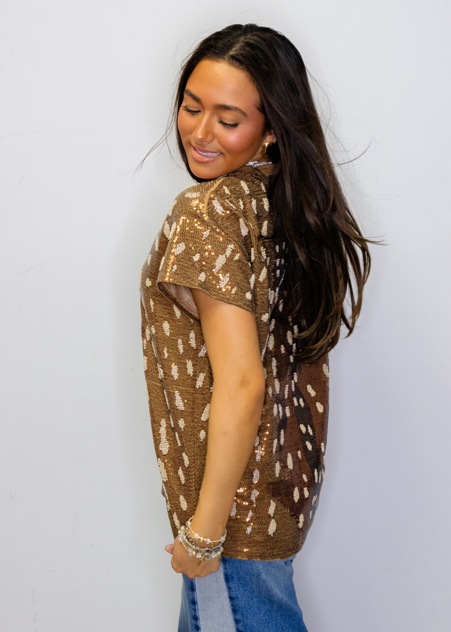 Sequin Deer Tee