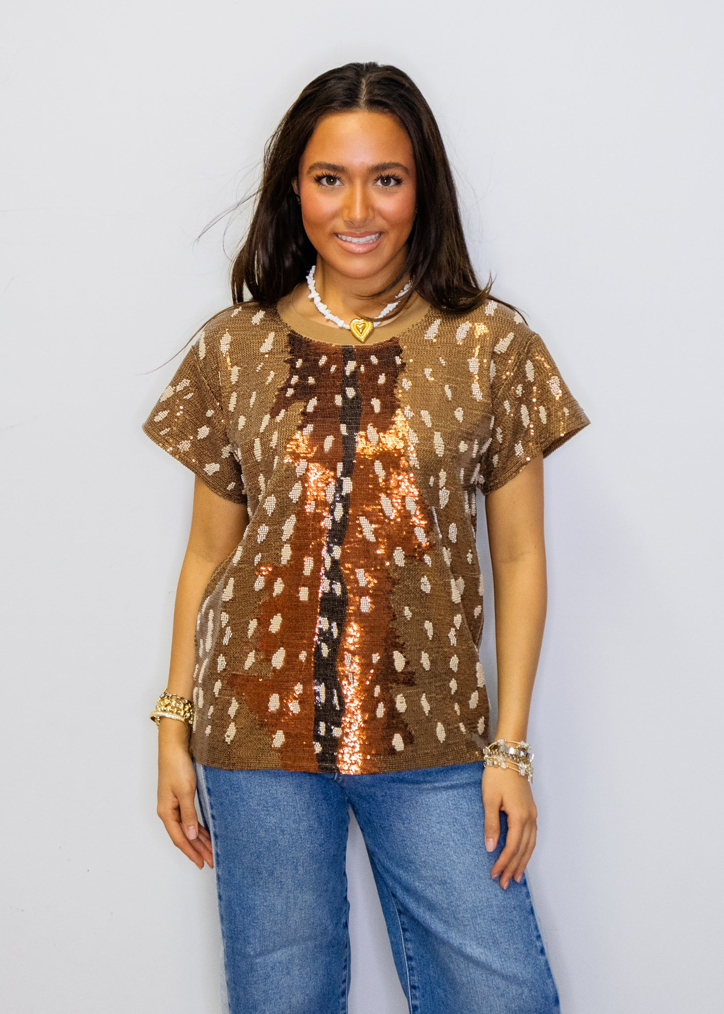 Sequin Deer Tee