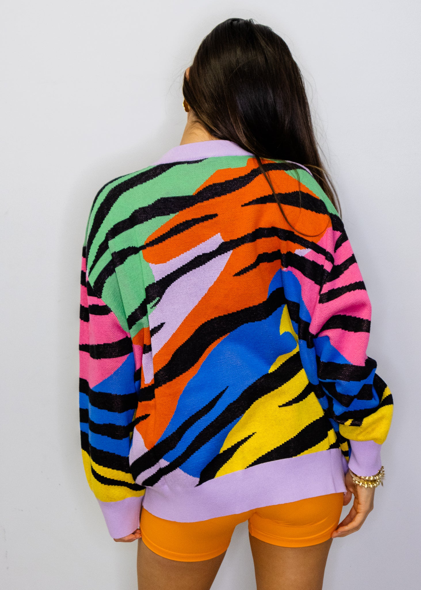 Rainbow Sequin Tiger Head Sweater