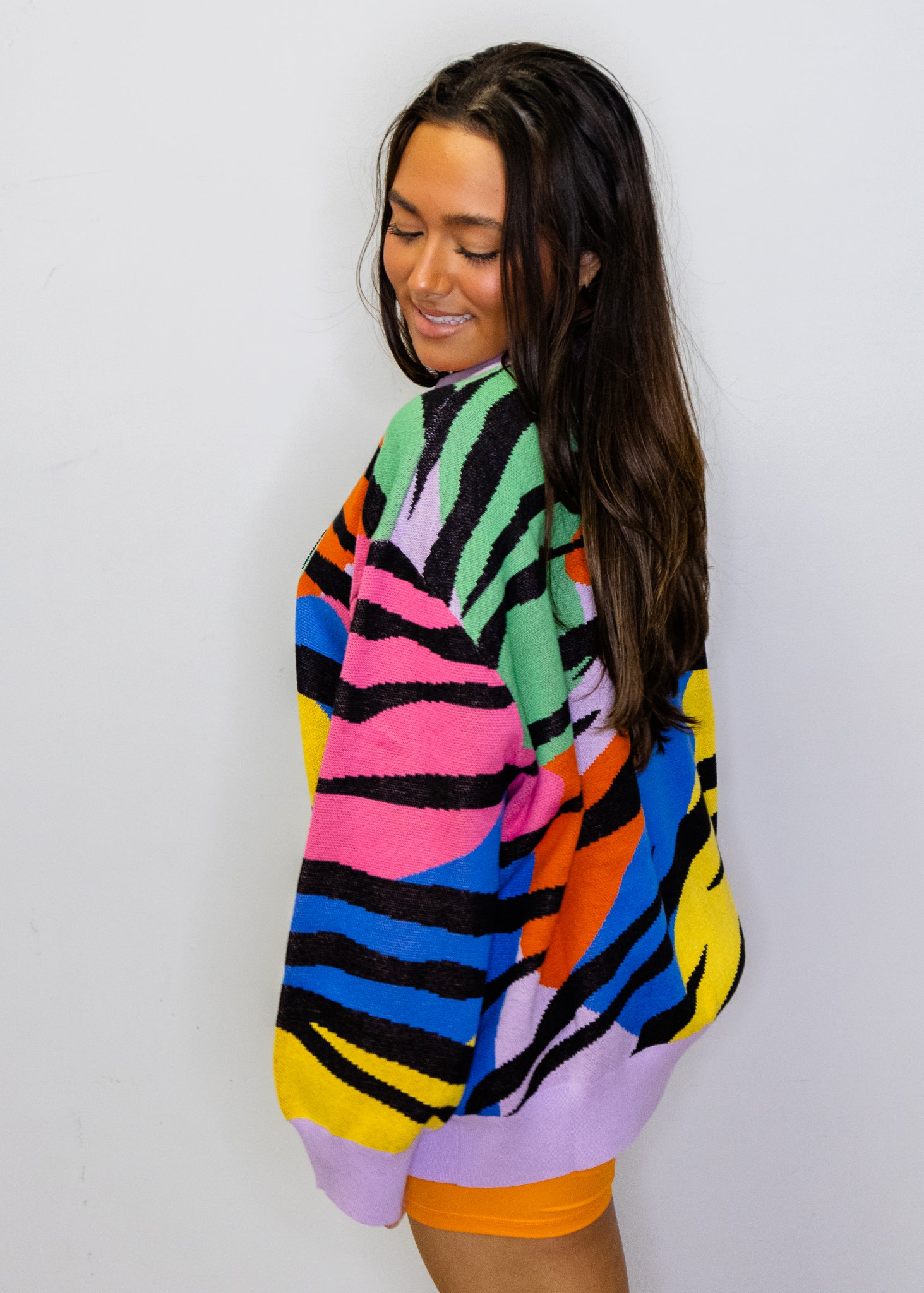 Rainbow Sequin Tiger Head Sweater