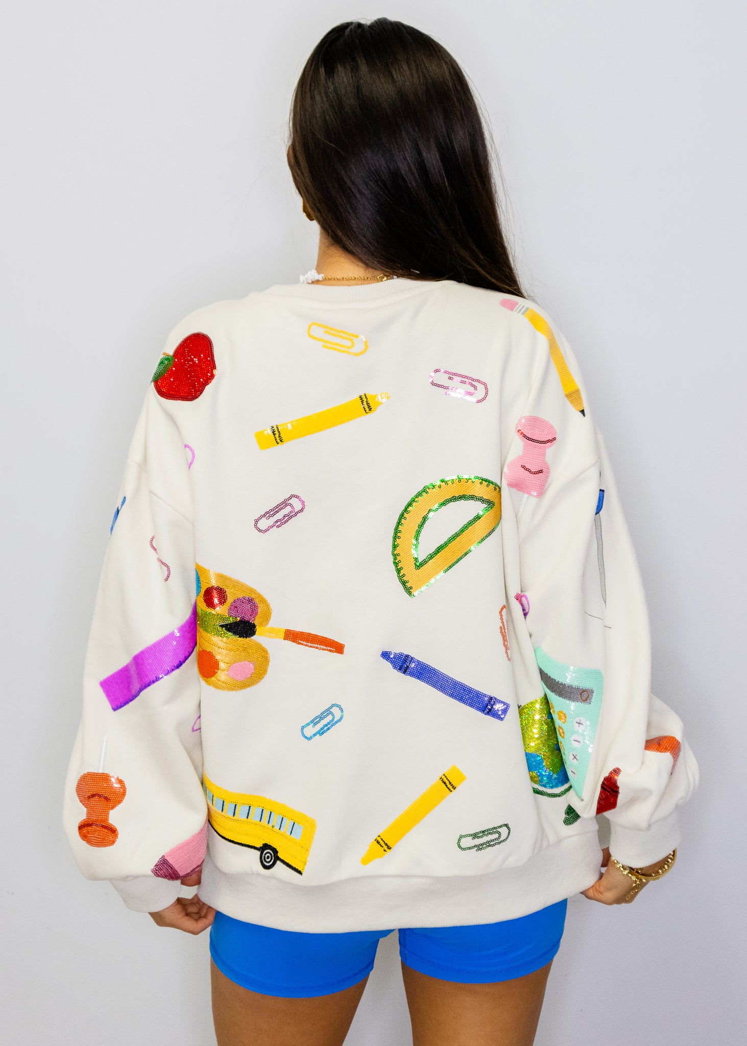 Beige Multi 'Teach' Scattered Icon Sweatshirt