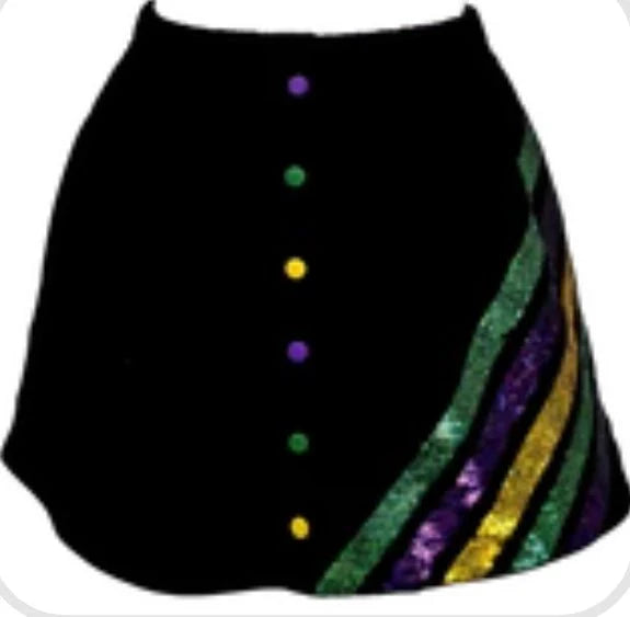 Black Diagonal Mardi Gras Stripe Skirt