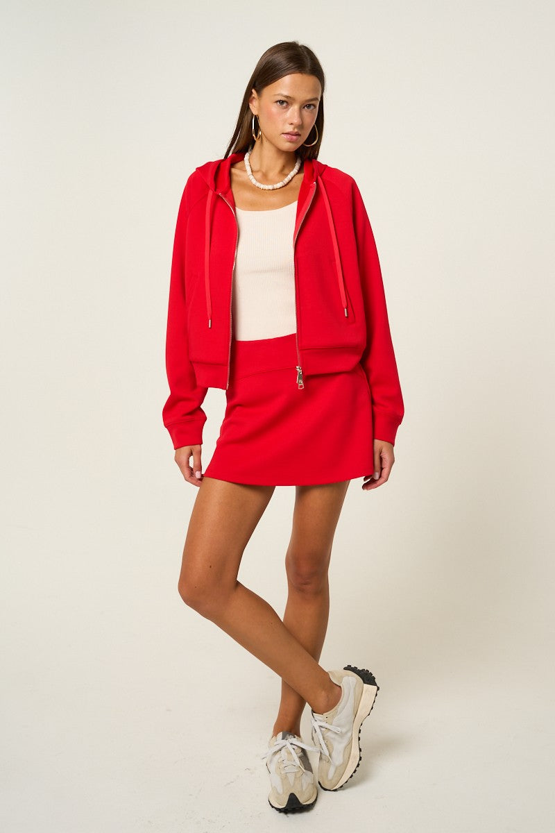 Red Zip Hoodie Skort Set
