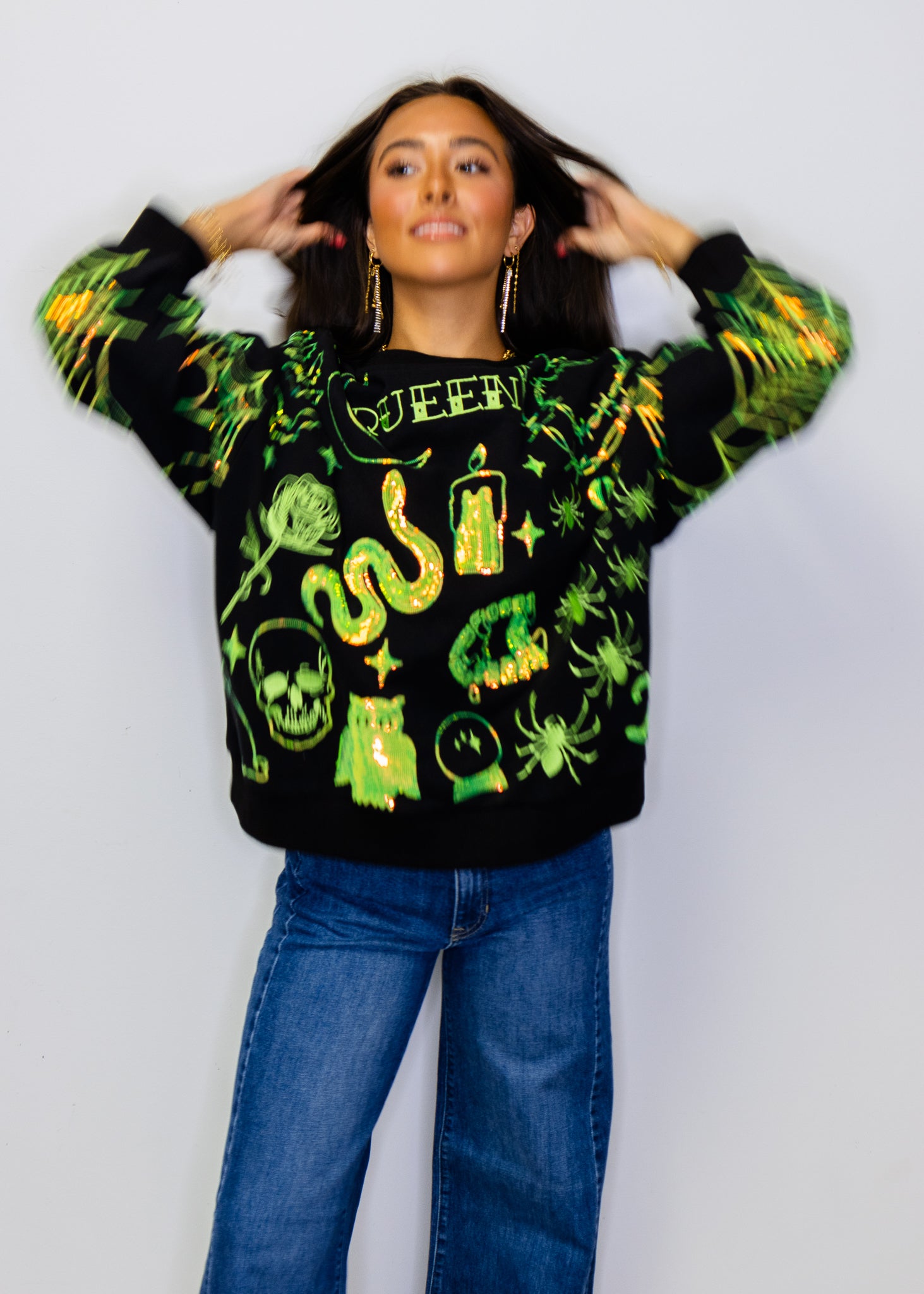 Black & Green Halloween Queen Icon Sweatshirt