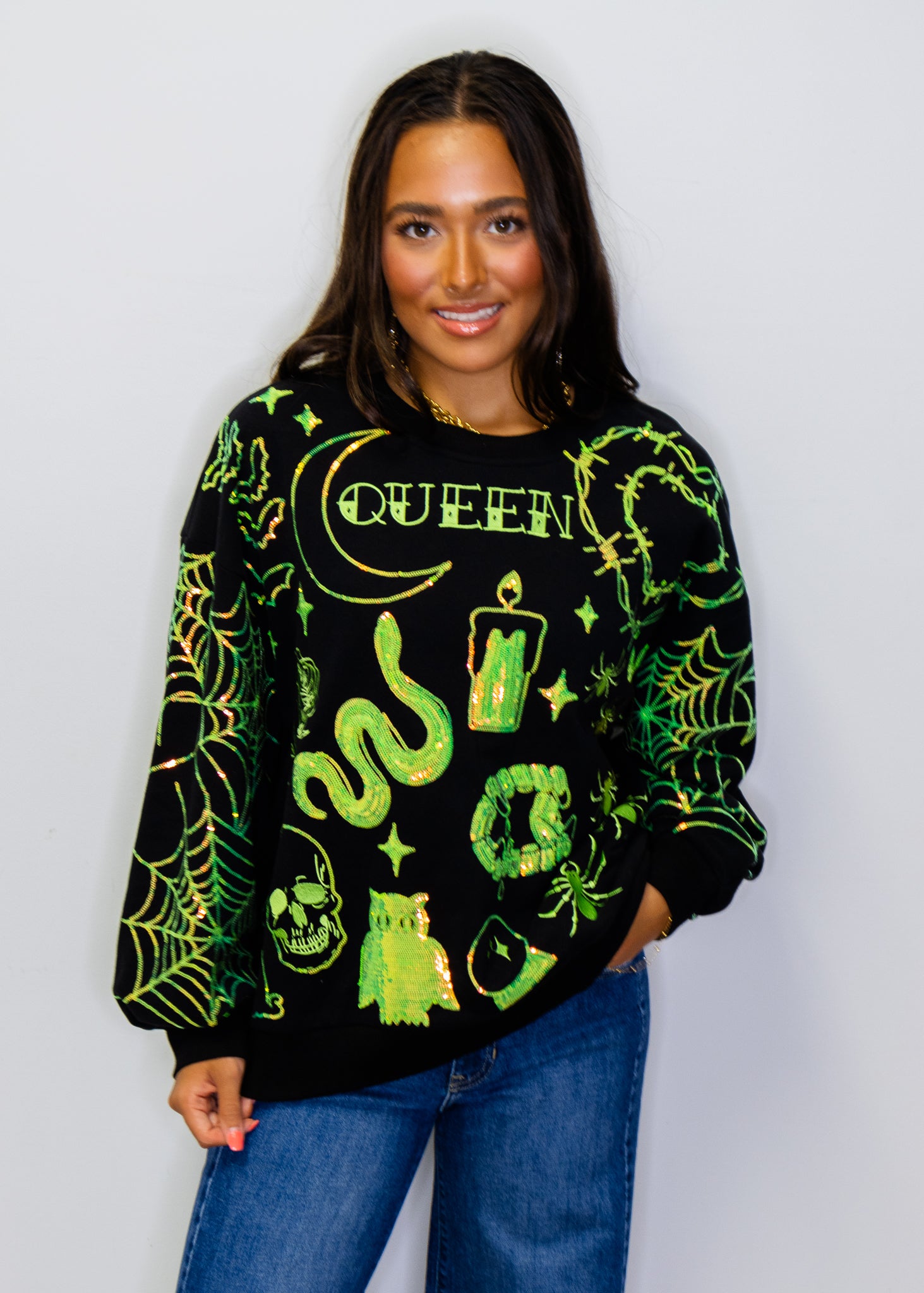 Black & Green Halloween Queen Icon Sweatshirt