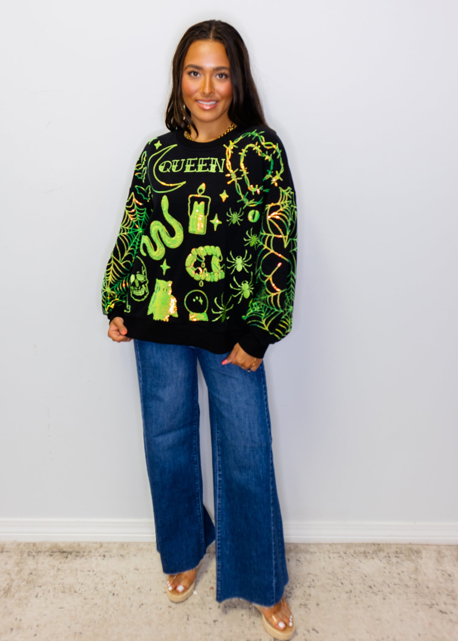 Black & Green Halloween Queen Icon Sweatshirt