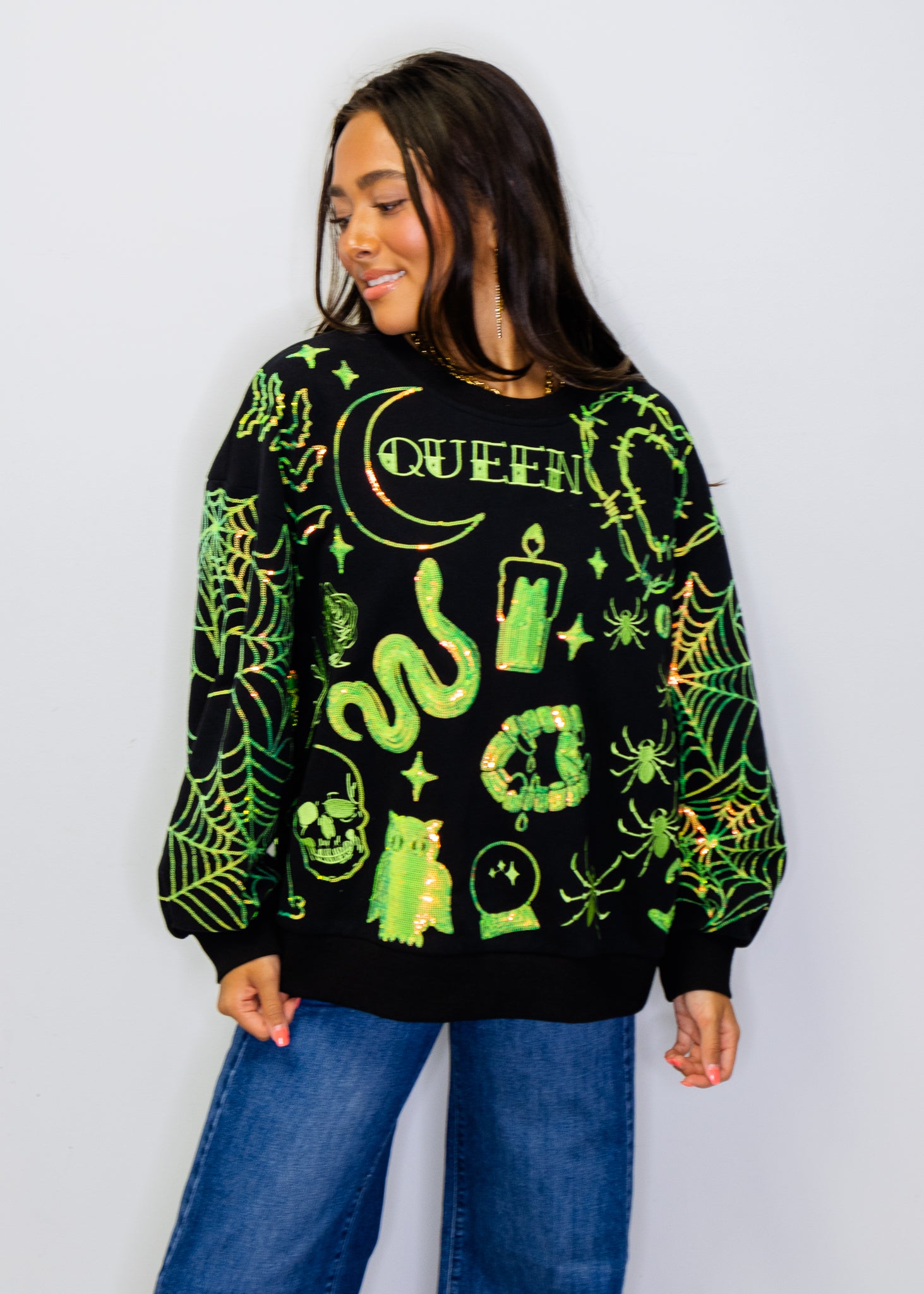 Black & Green Halloween Queen Icon Sweatshirt