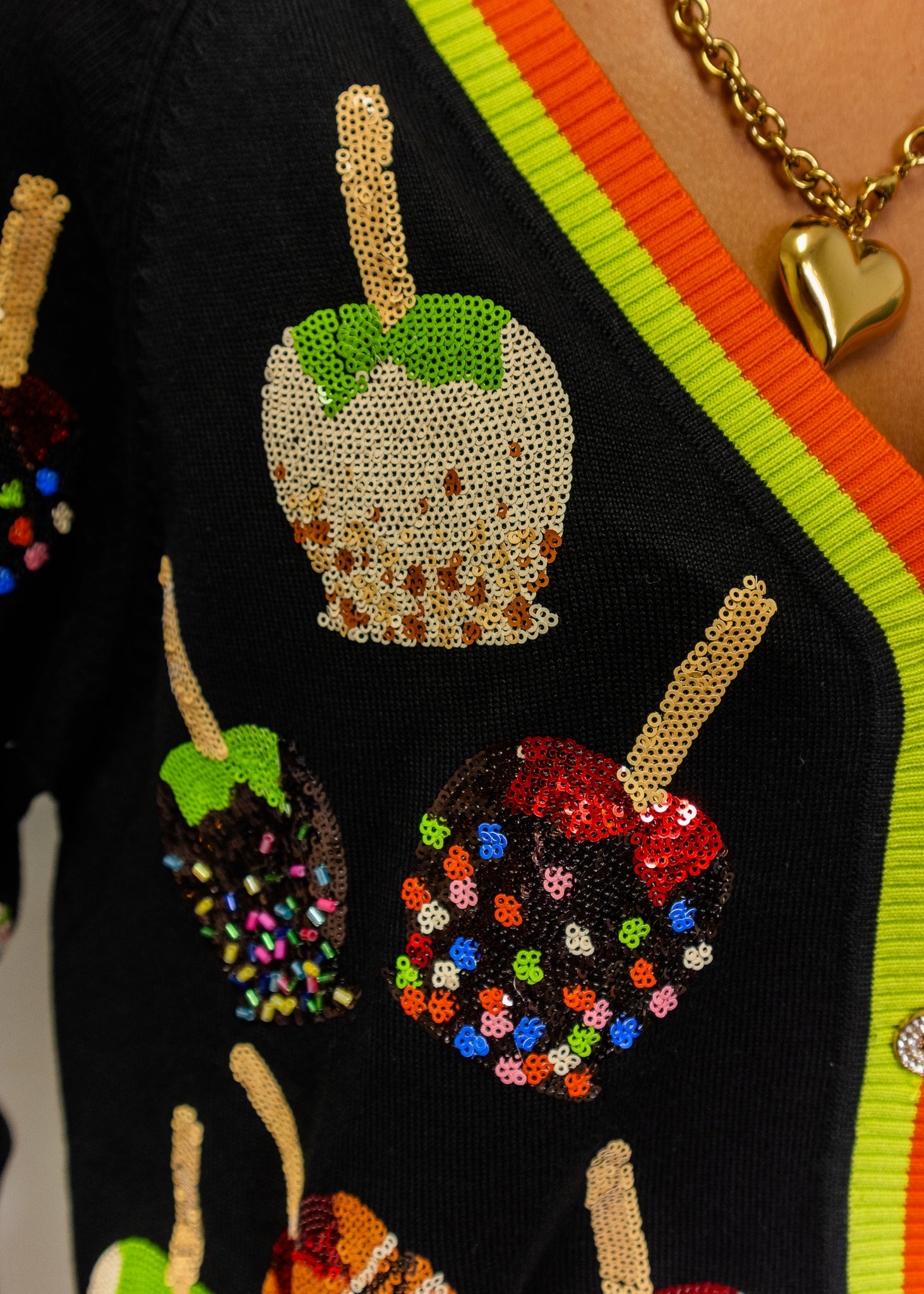 Multi Candy Apples Button Up Cardigan