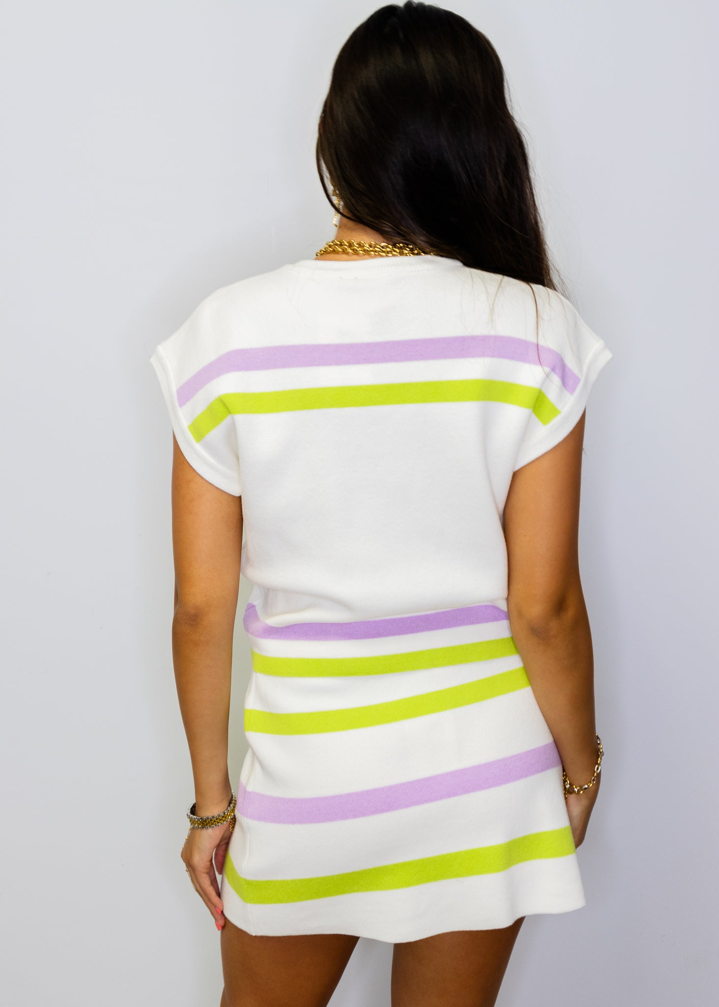 Ivory, Green & Purple 'Here For The Boos' Striped Knit Top