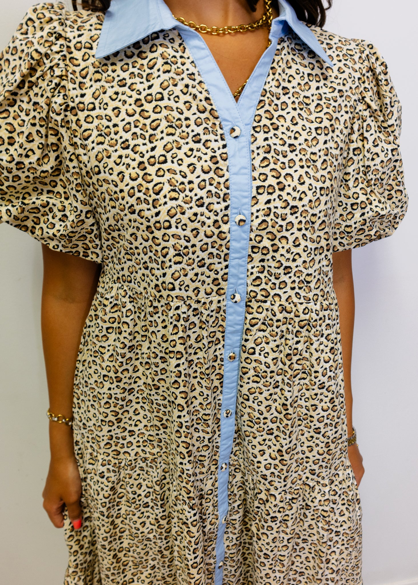 Leopard Button-Up Midi Dress