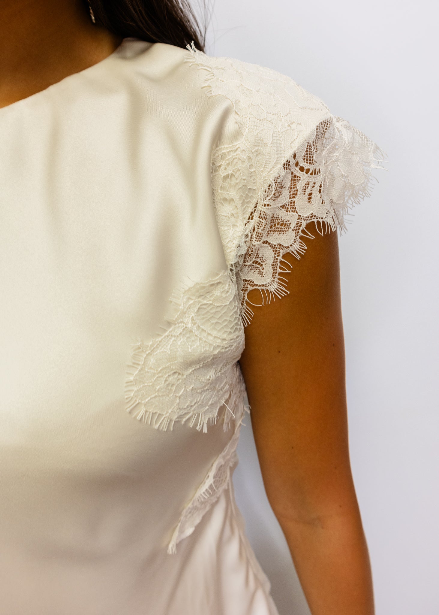 White Lace Detail Mini Dress