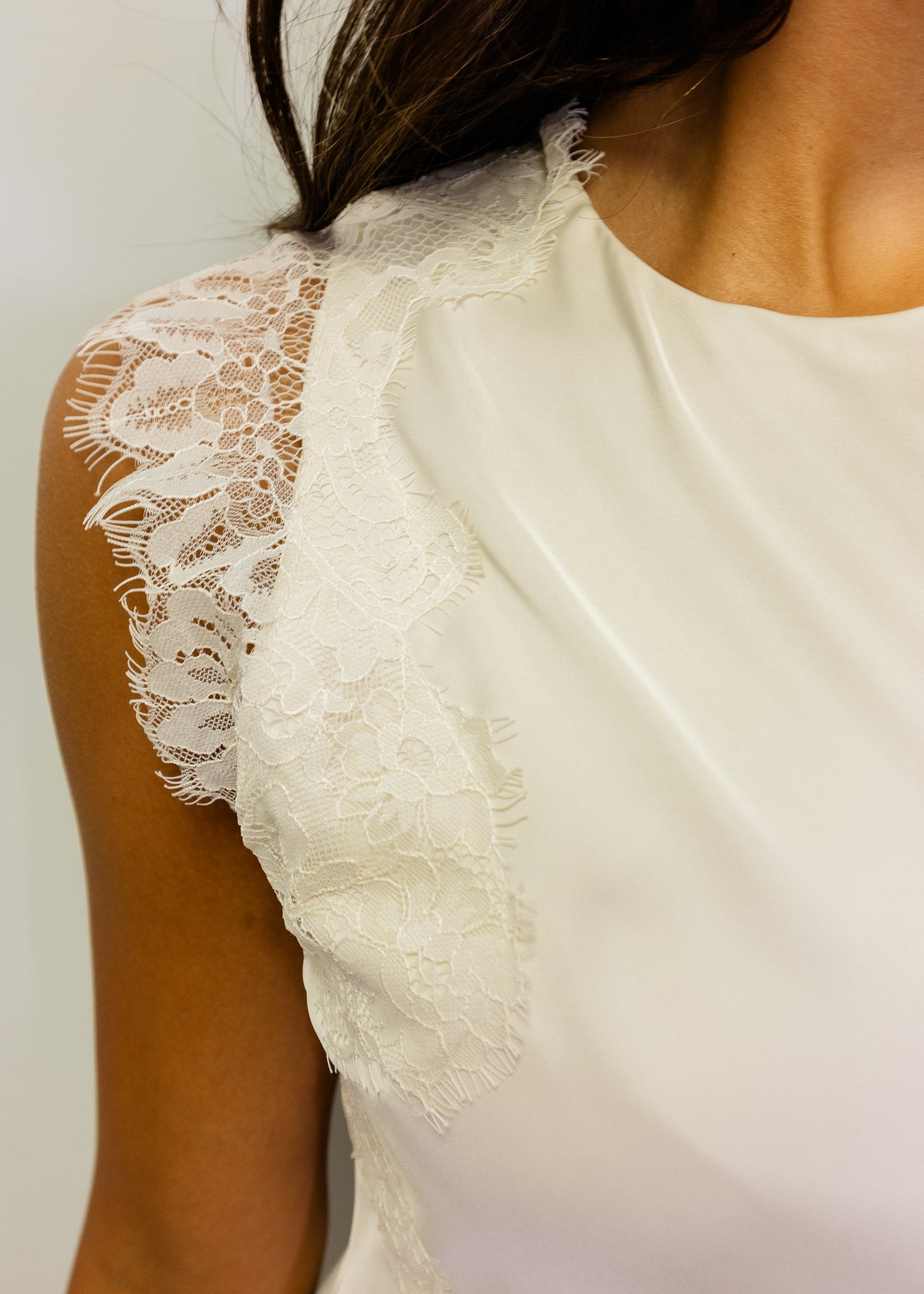 White Lace Detail Mini Dress
