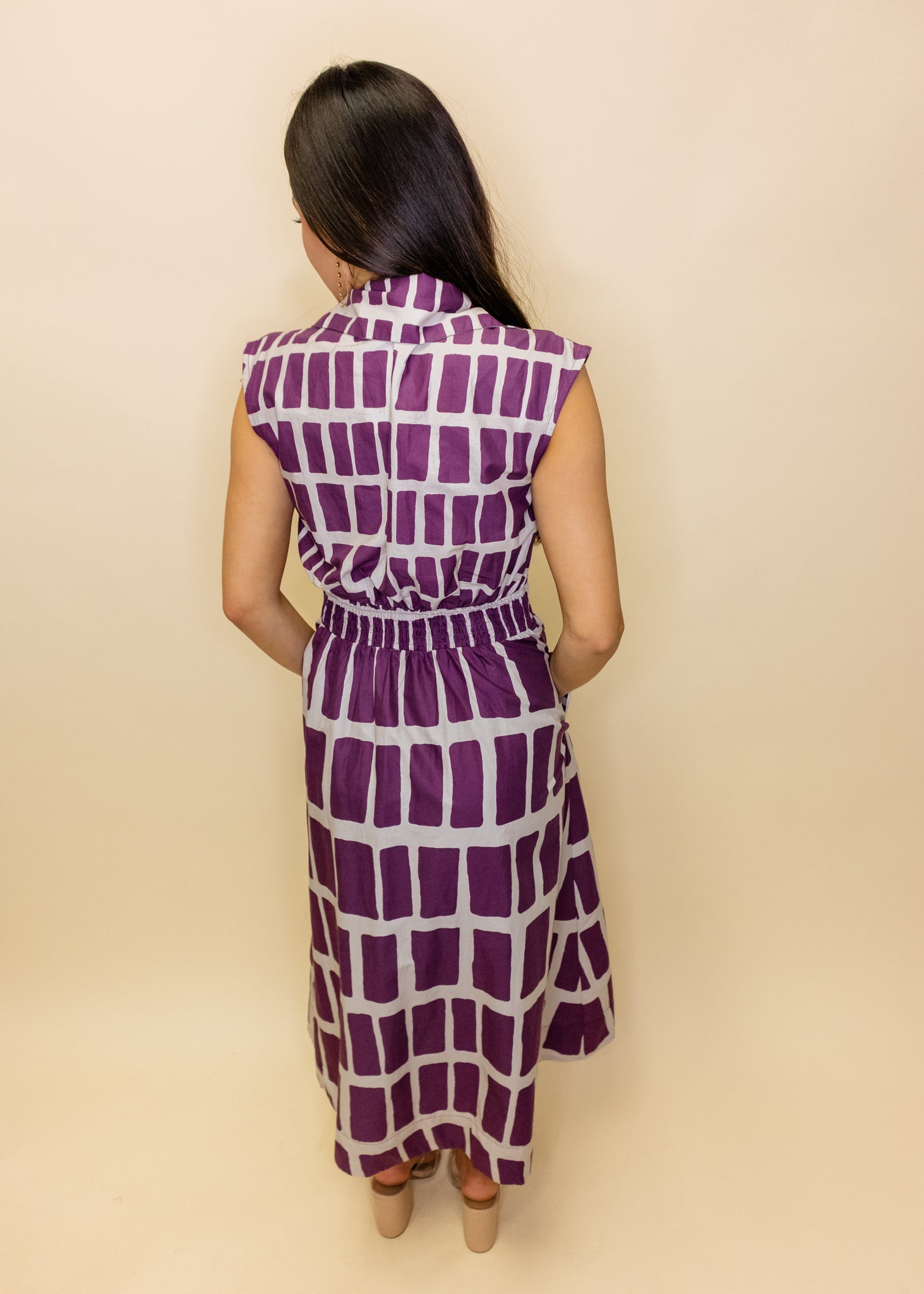 Maroon Abstract Print Midi Dress