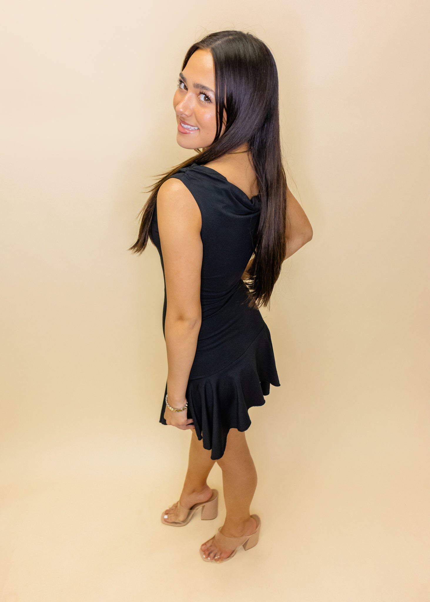 Black Off The Shoulder Mini Dress