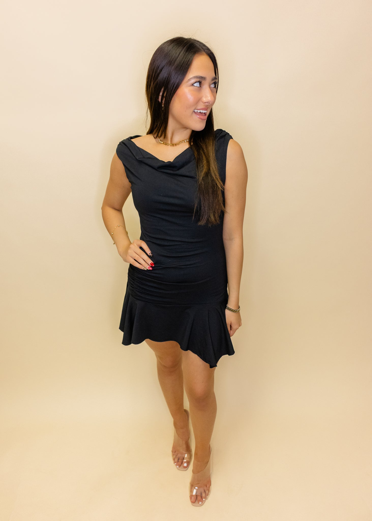 Black Off The Shoulder Mini Dress