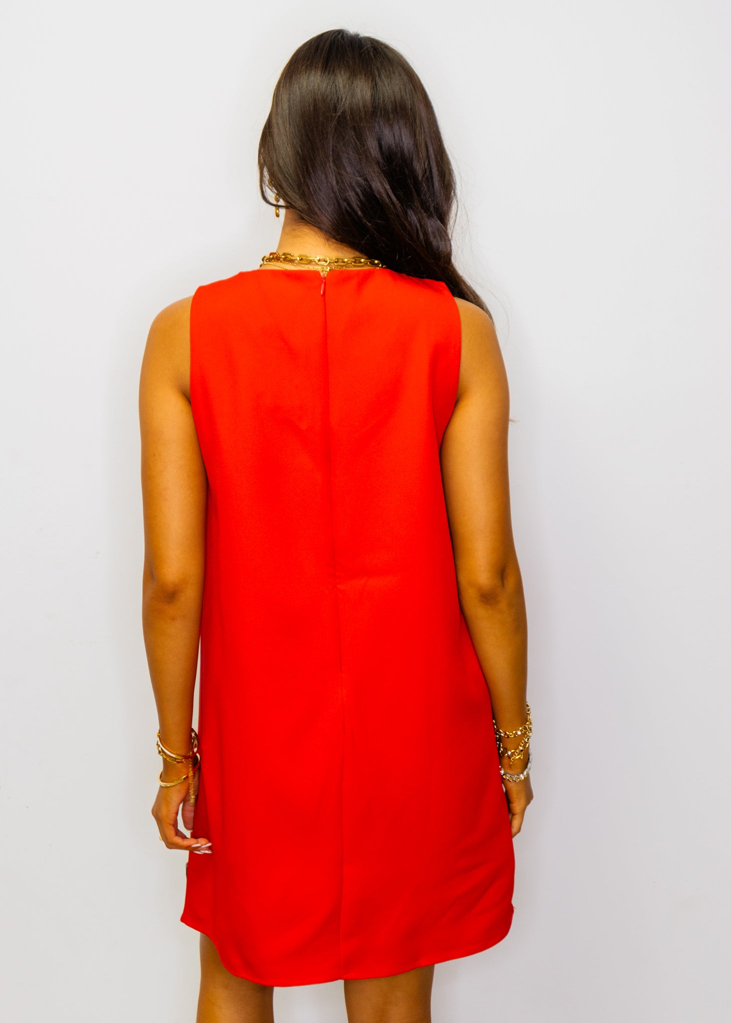 Red Shiny Circles Mini Dress