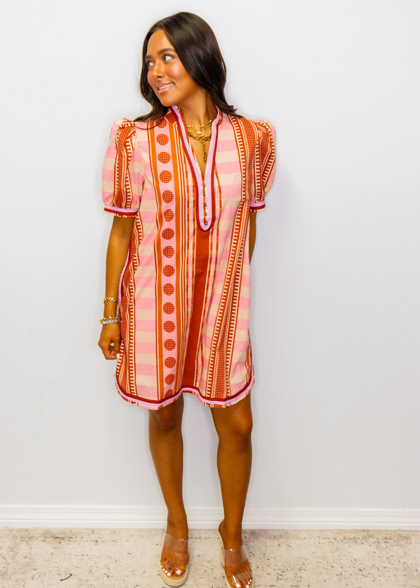 Cinnamon Multi Shapes Print Dress
