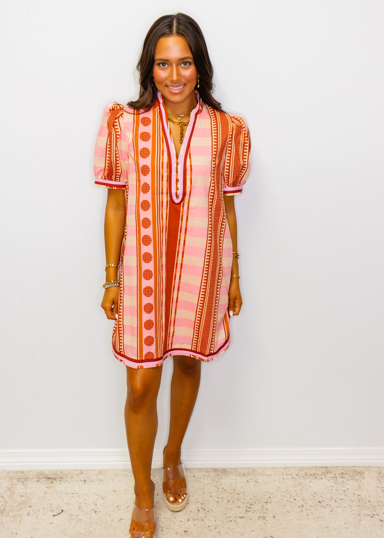 Cinnamon Multi Shapes Print Dress