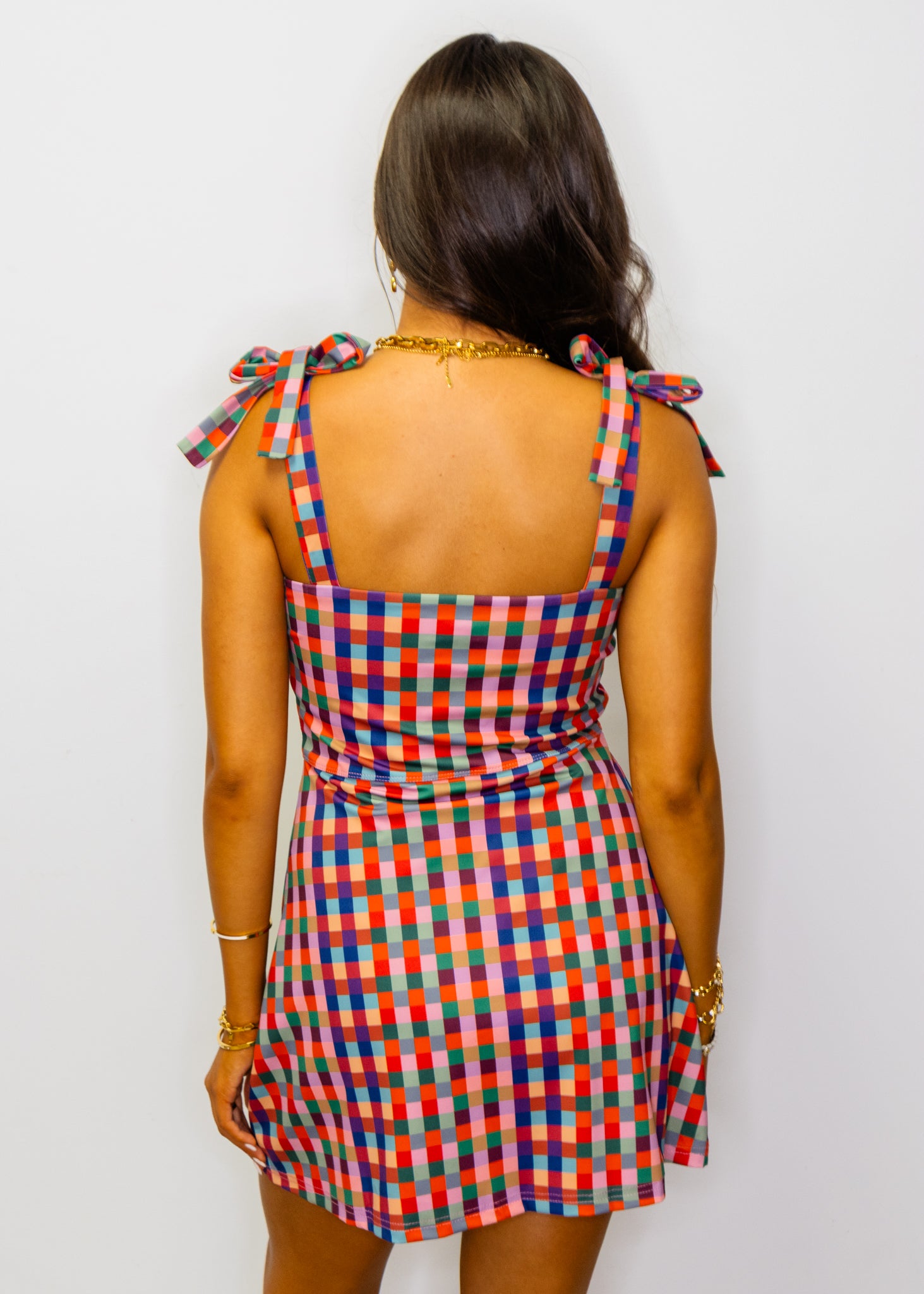 Multicolor Check Print Romper