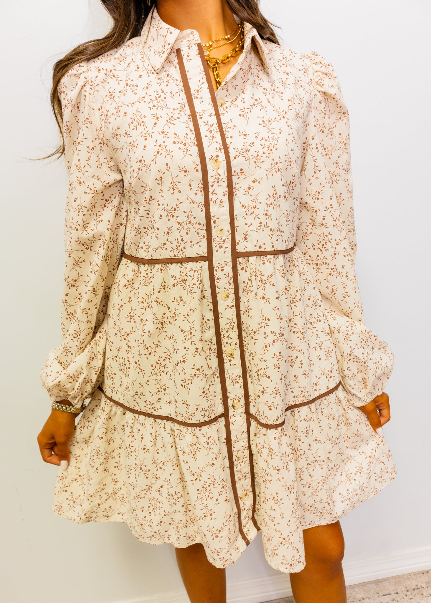 Spice Floral Print Contrast Dress