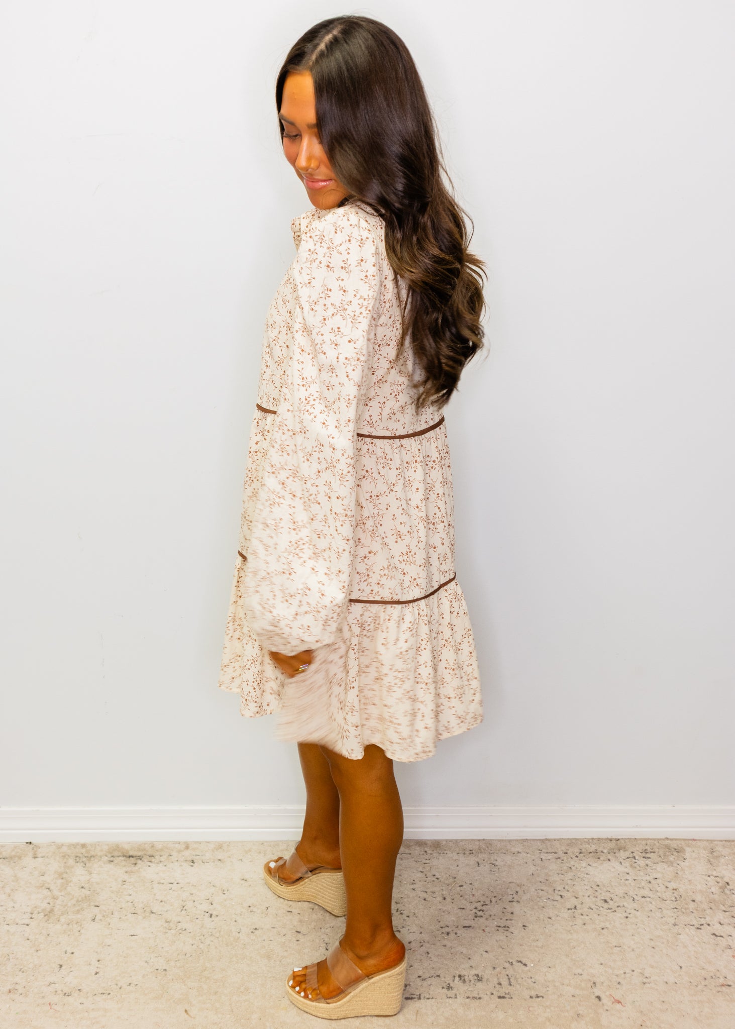 Spice Floral Print Contrast Dress