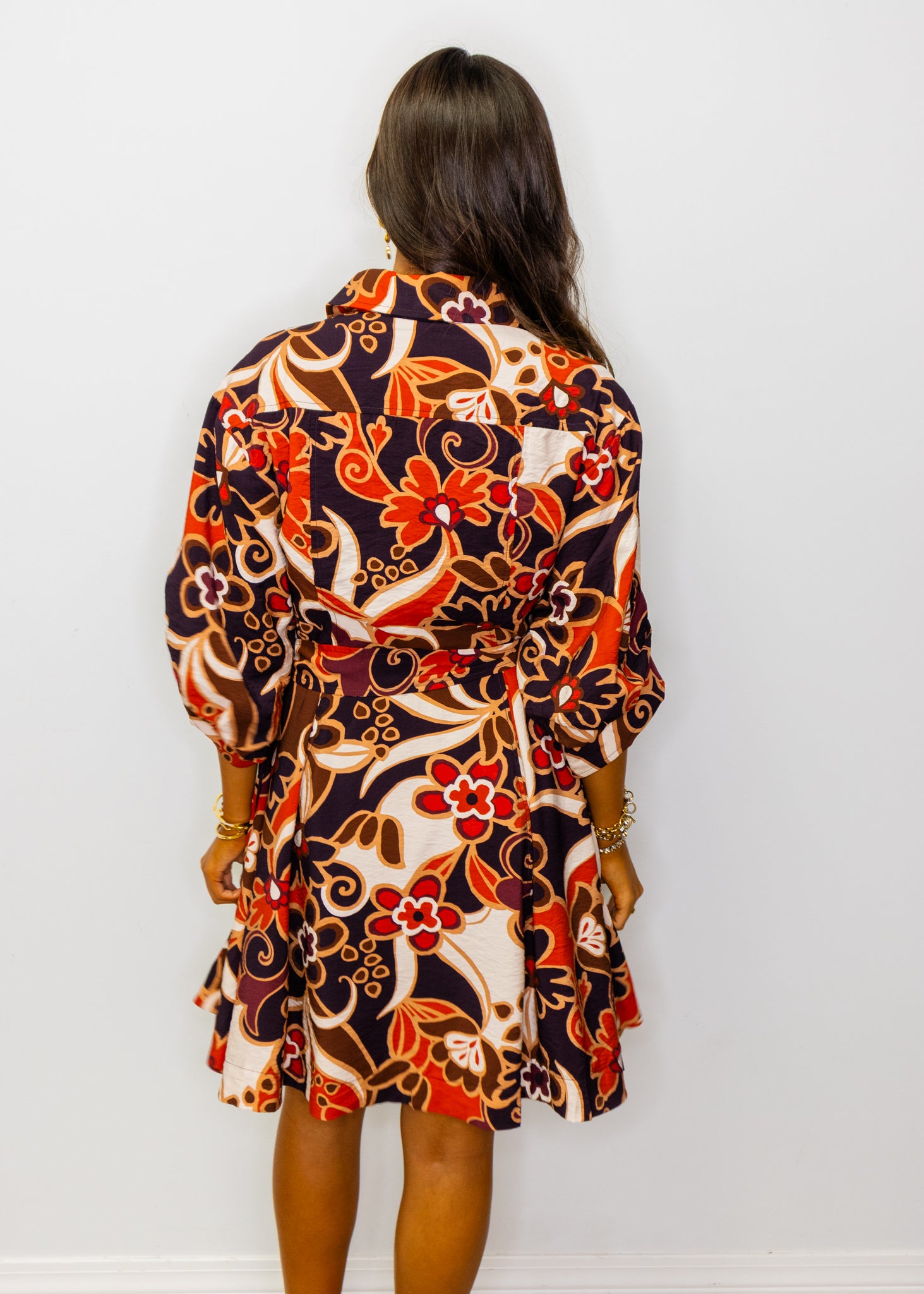 Maroon Abstract Floral Dress