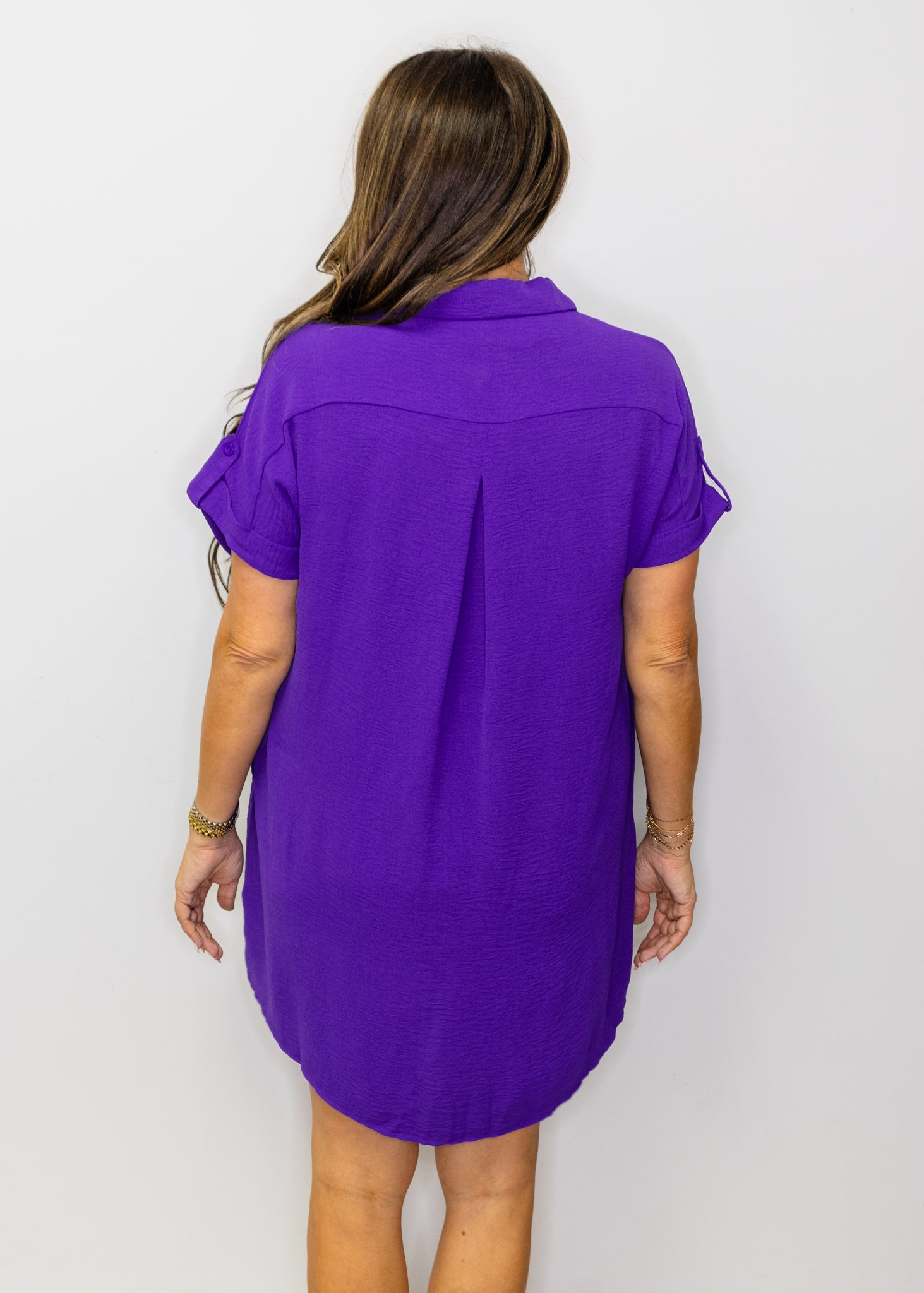 Purple Button Up Pocket Dress