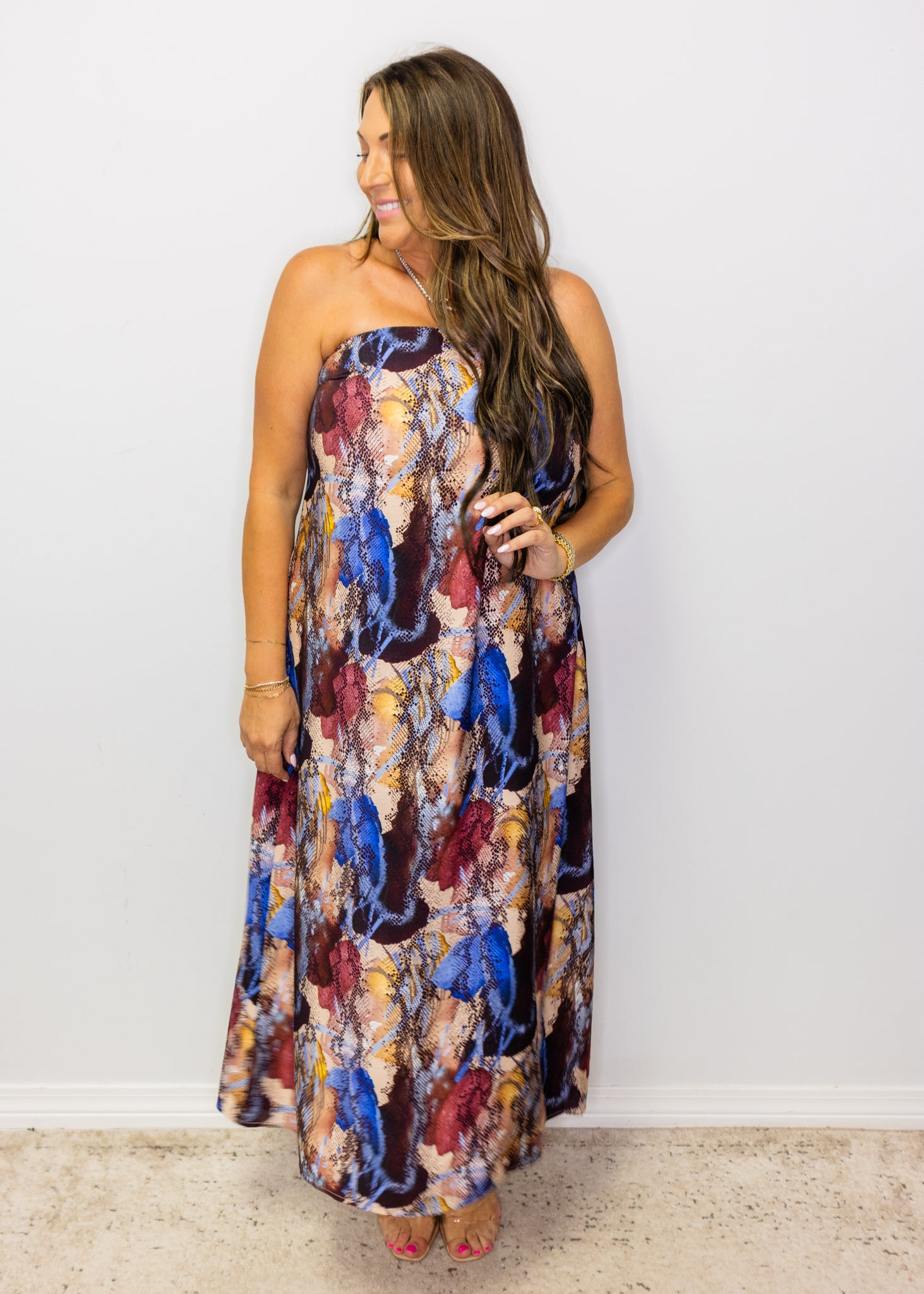 Multi Snake Print Maxi Dress