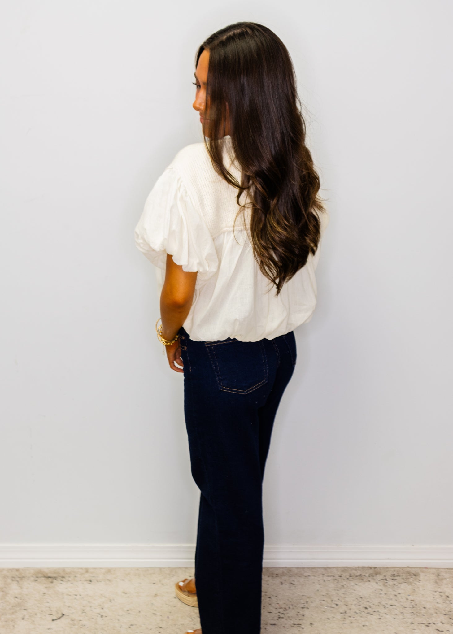 Ivory Puff Sleeve Sweater Top