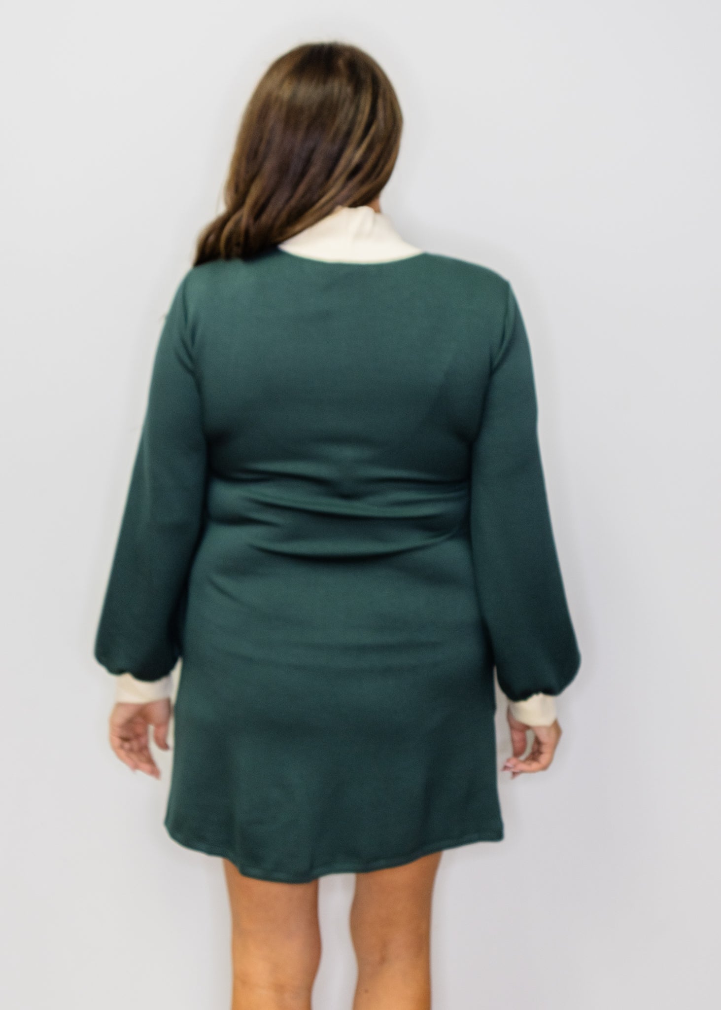 Forest Green Long Sleeve Tie Dress
