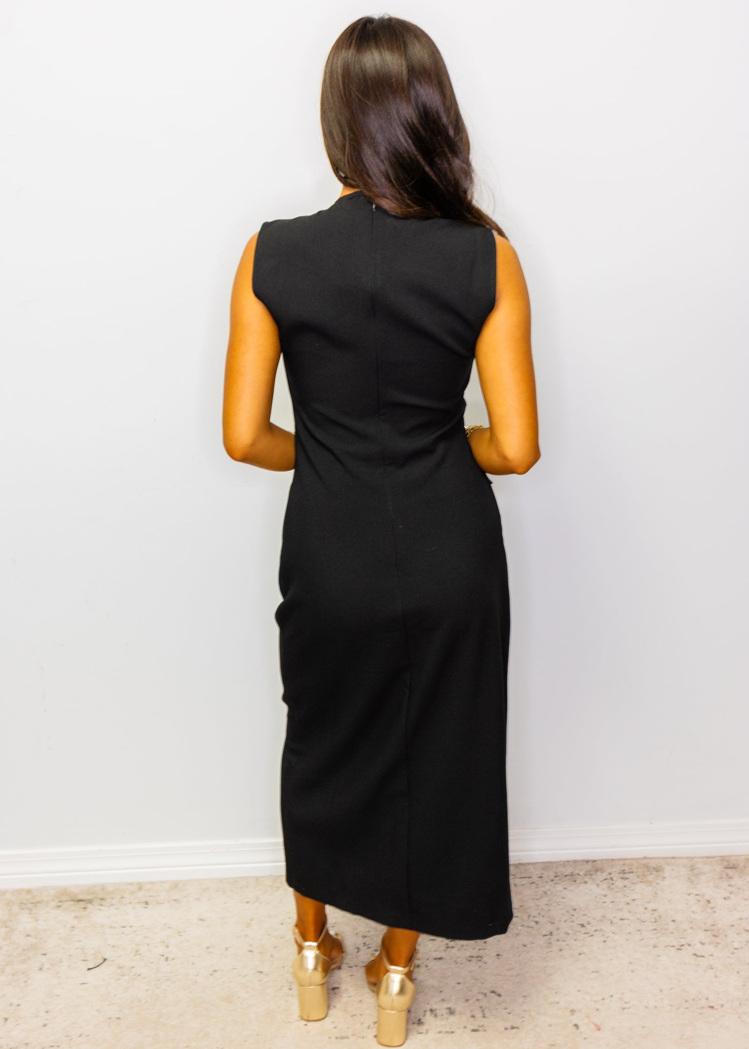 Black Belted Midi Dress