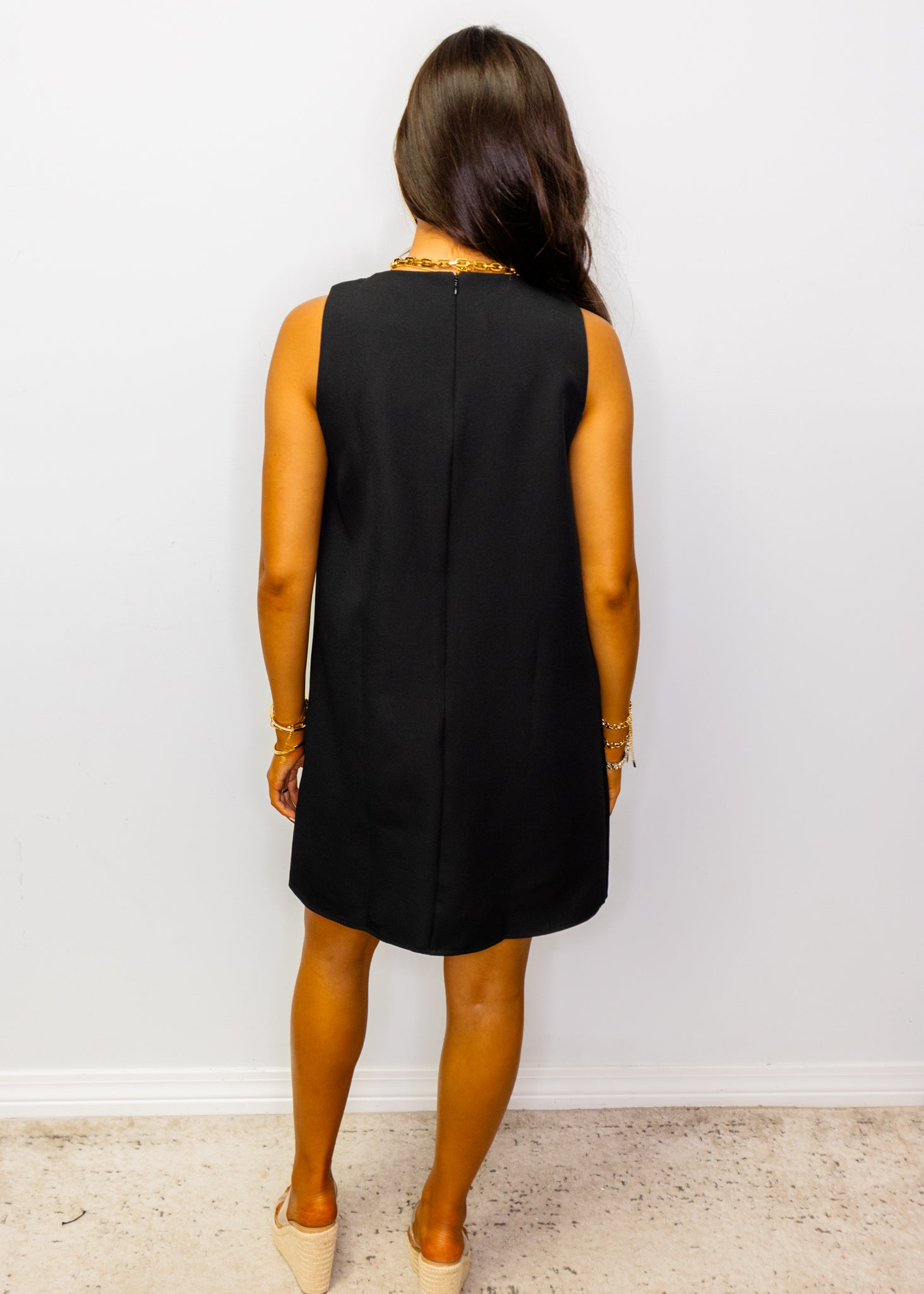 Black Shiny Circles Mini Dress