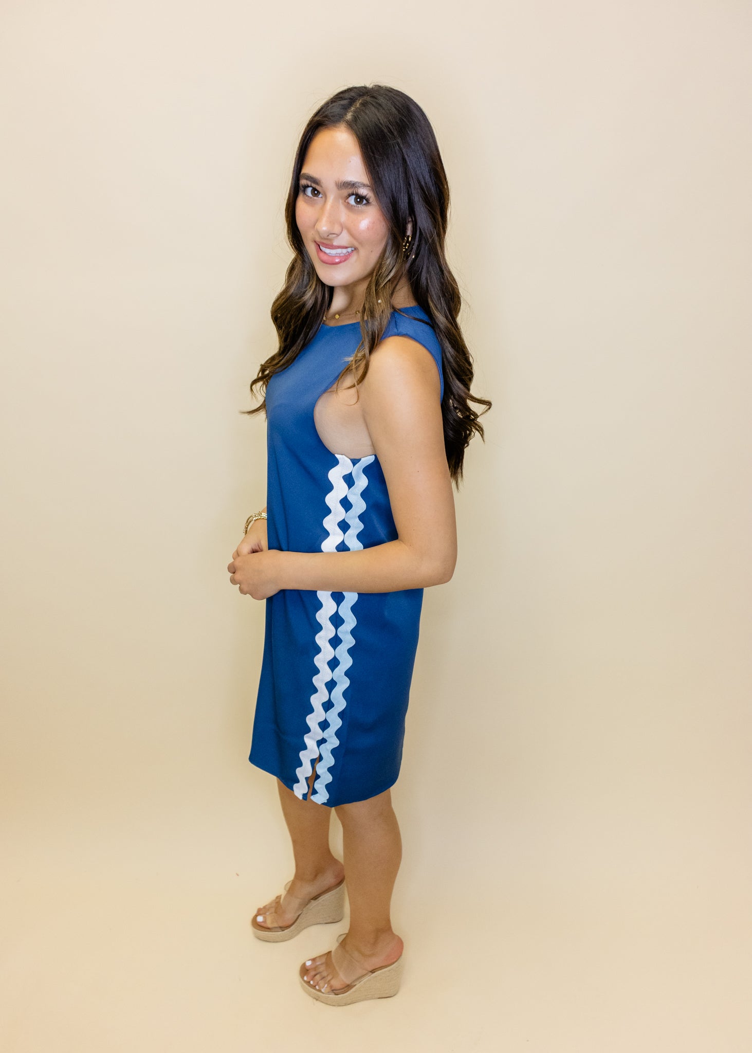Navy Ricrac Shift Dress