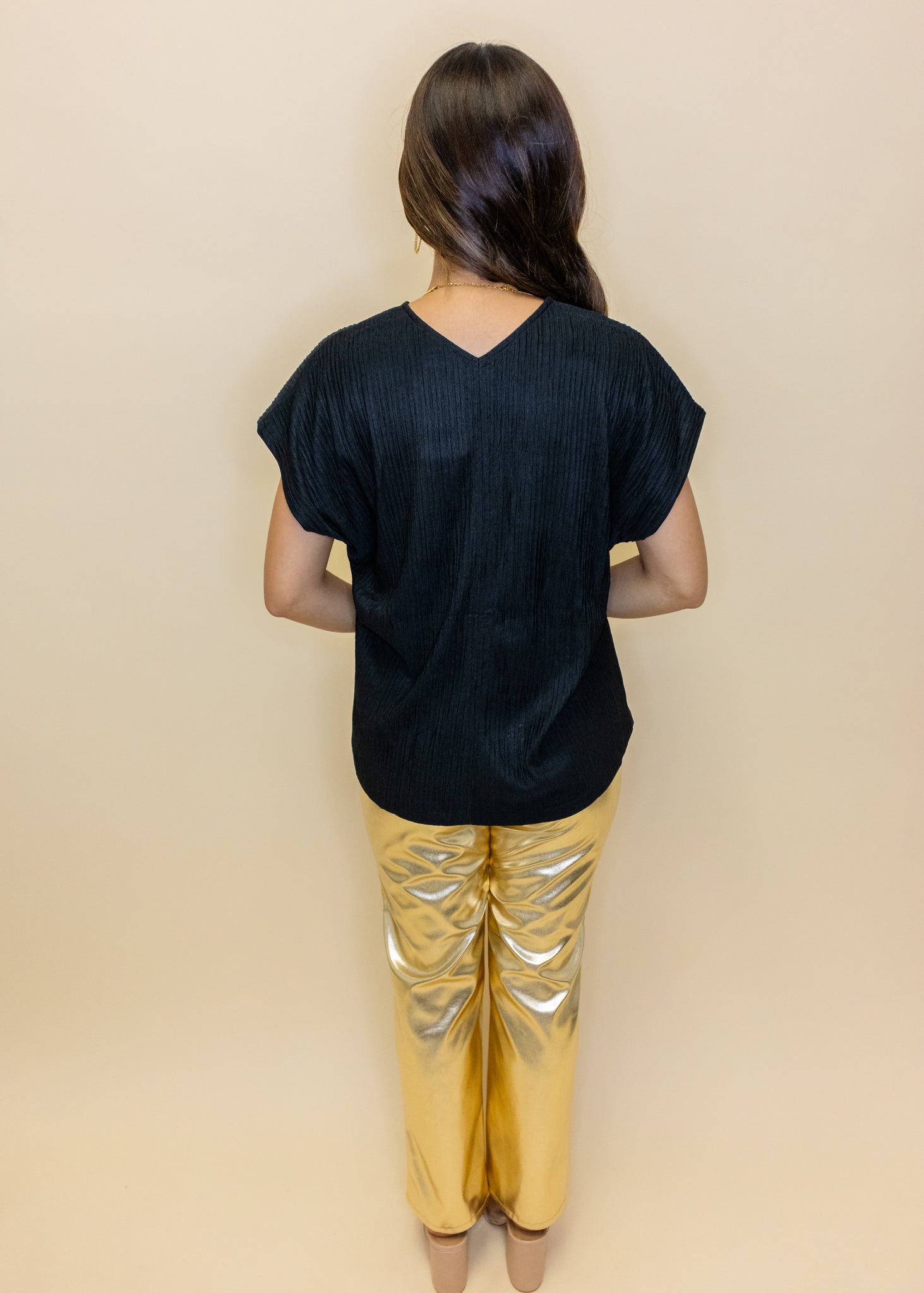 Gold Metallic Straight Pants
