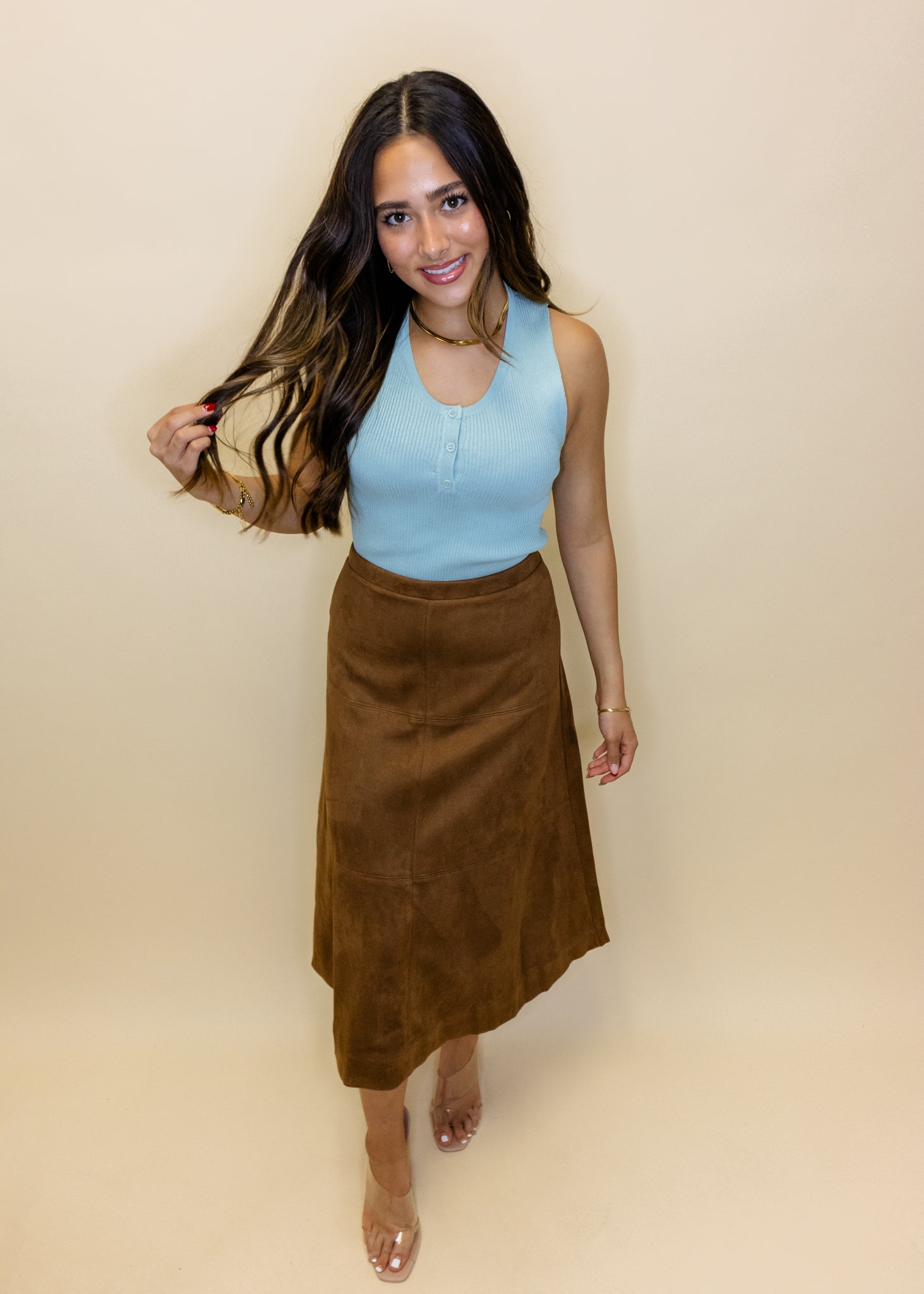 Seafoam Ribbed Bottom Fitted Top