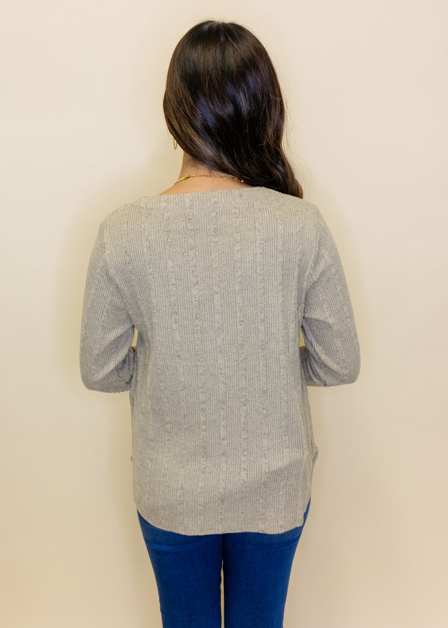 Taupe Button Detail Henley Top