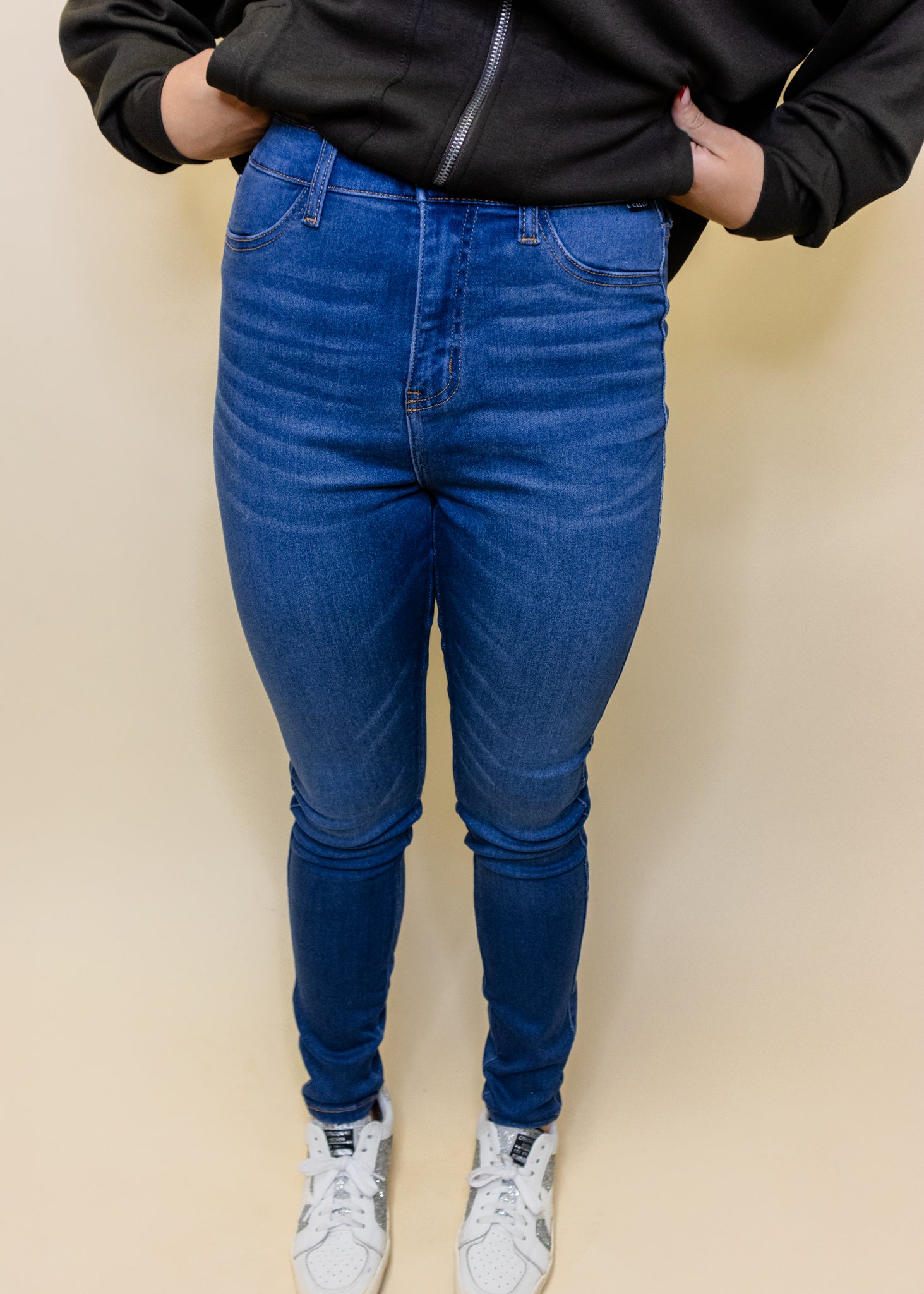 High Rise Medium Wash Skinny Jeans