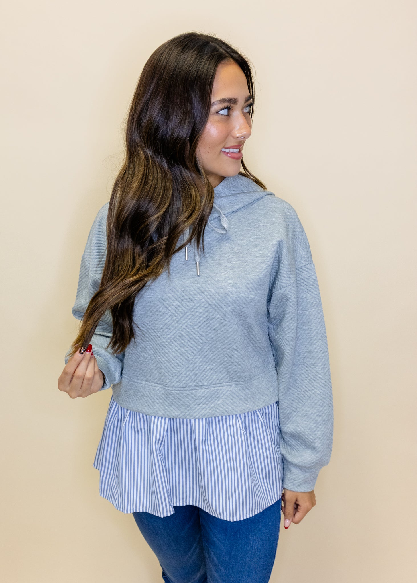 Grey Double Stripe Sweatshirt