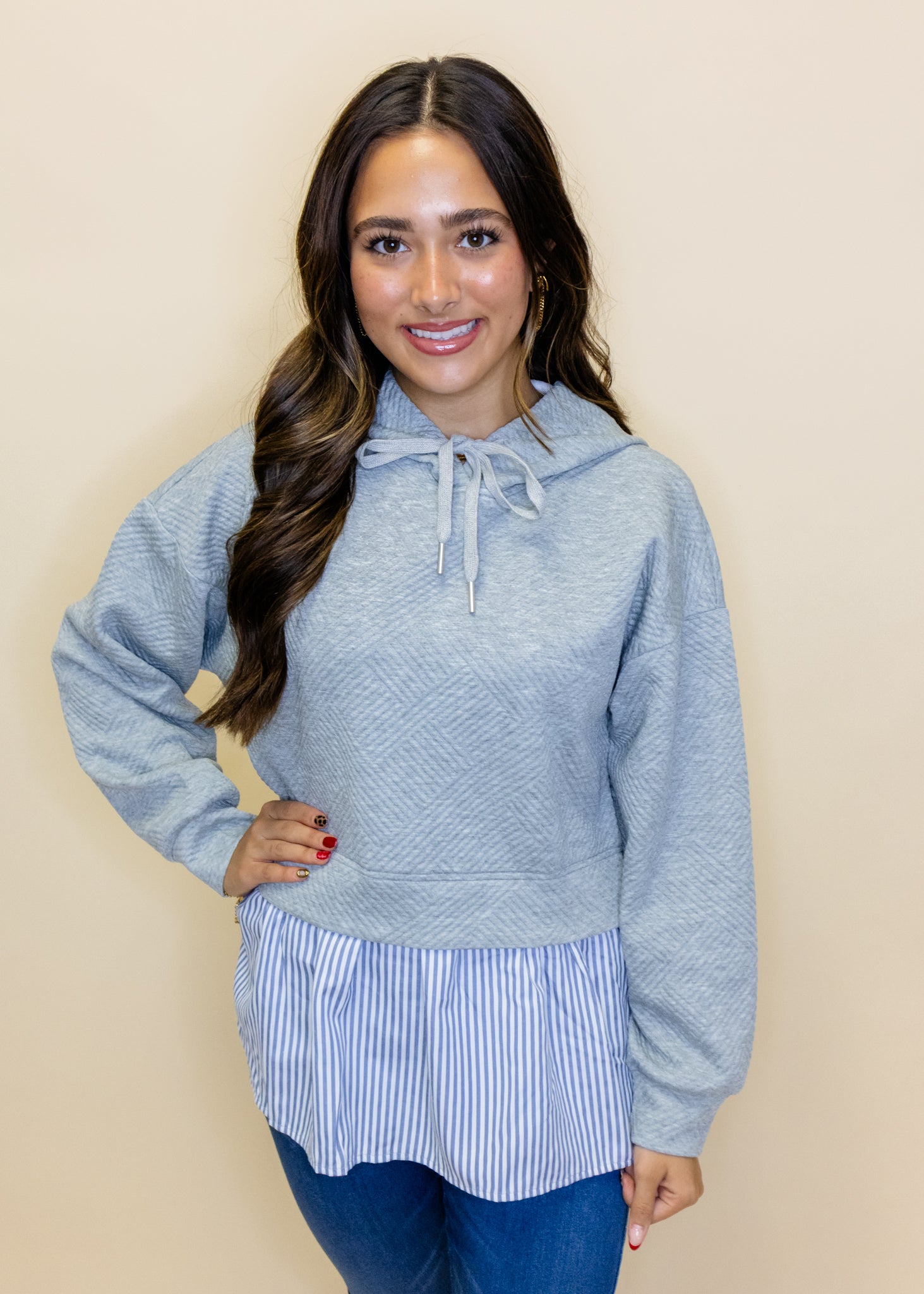 Grey Double Stripe Sweatshirt