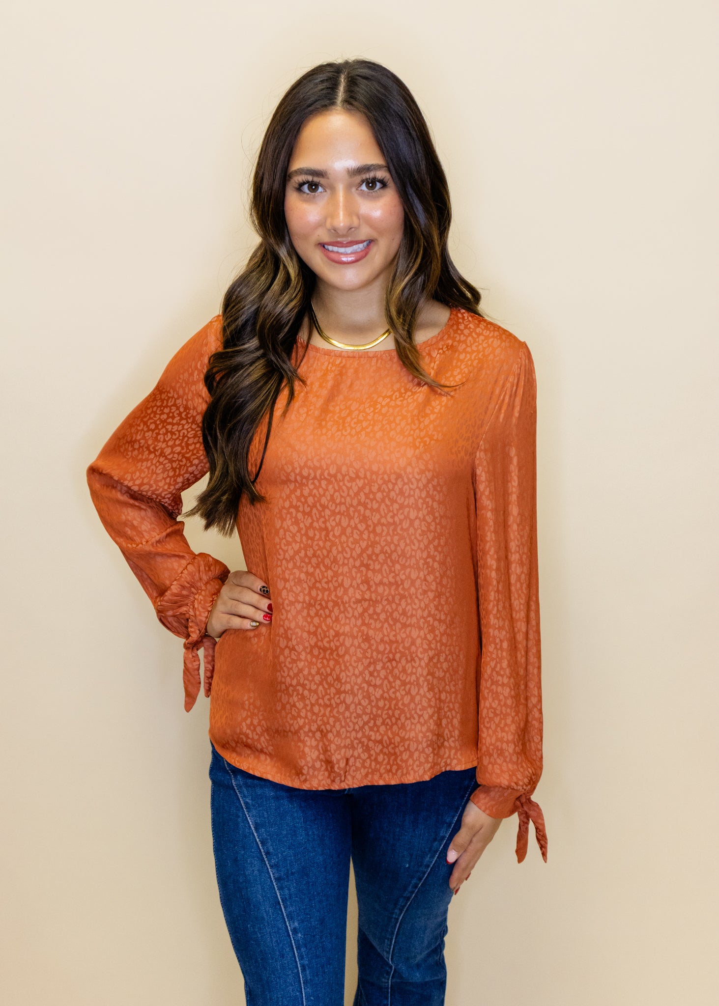 Rust Leopard Print Top