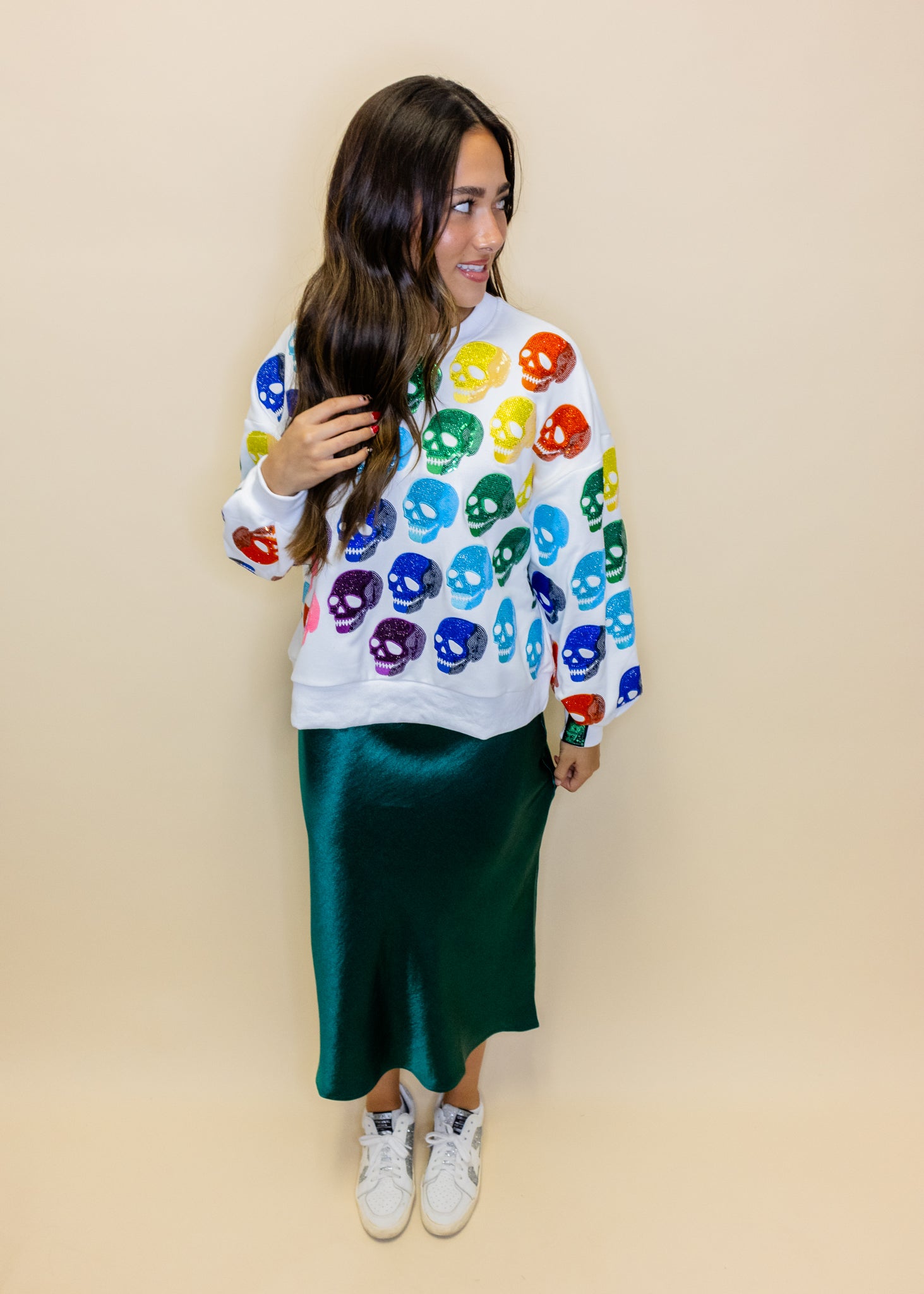 White Rainbow Skulls Sweatshirt